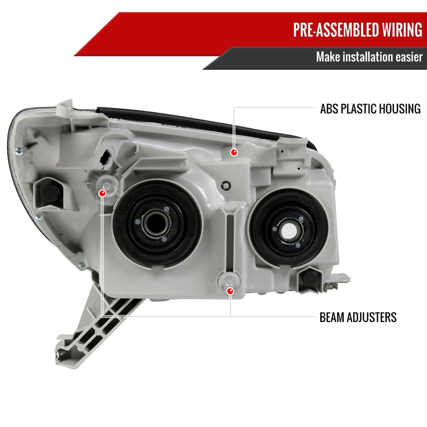 2003-2005 Toyota 4Runner Factory Style Headlights Matte Black/Clear Lens