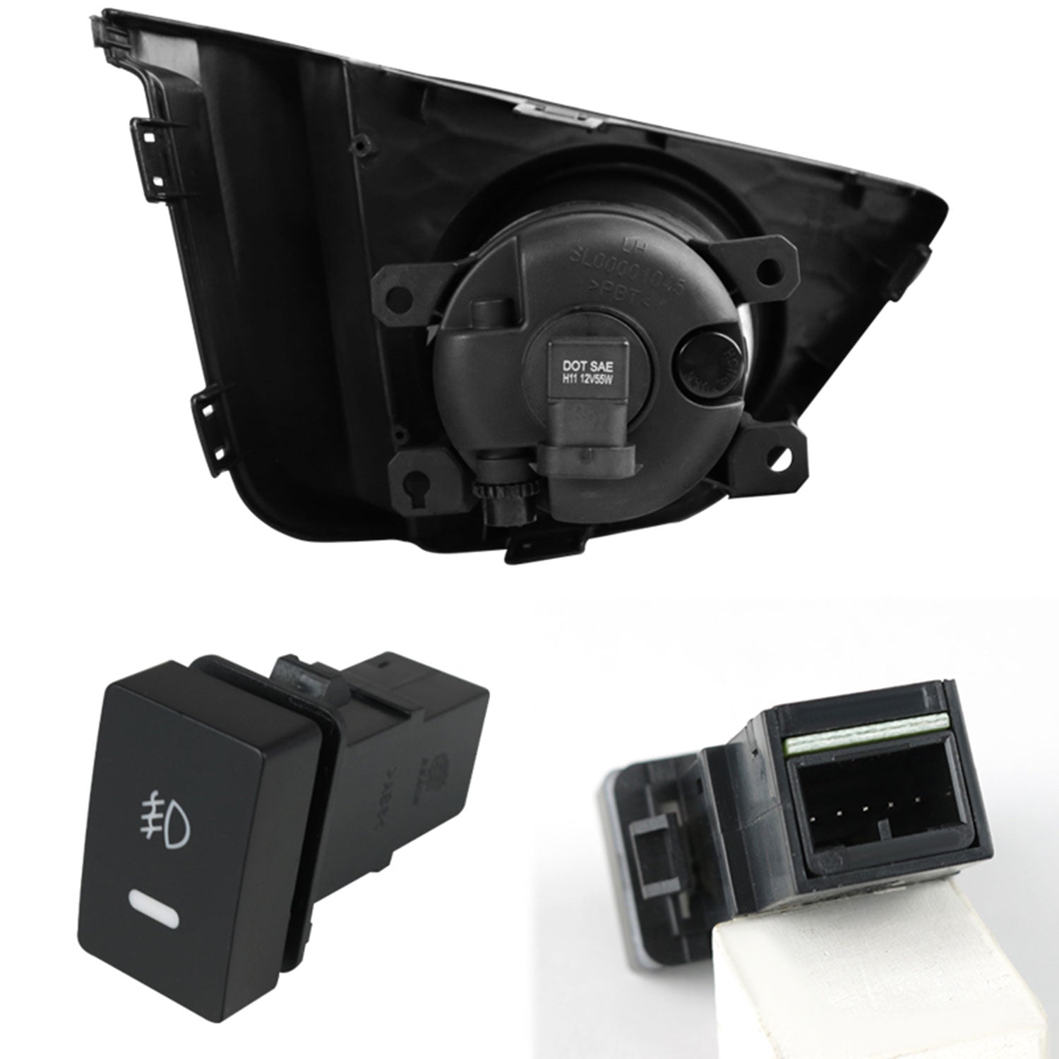 2015-2017 Honda Fit 12V/55W H11 Fog Lights Kit Chrome Housing/Clear Lens