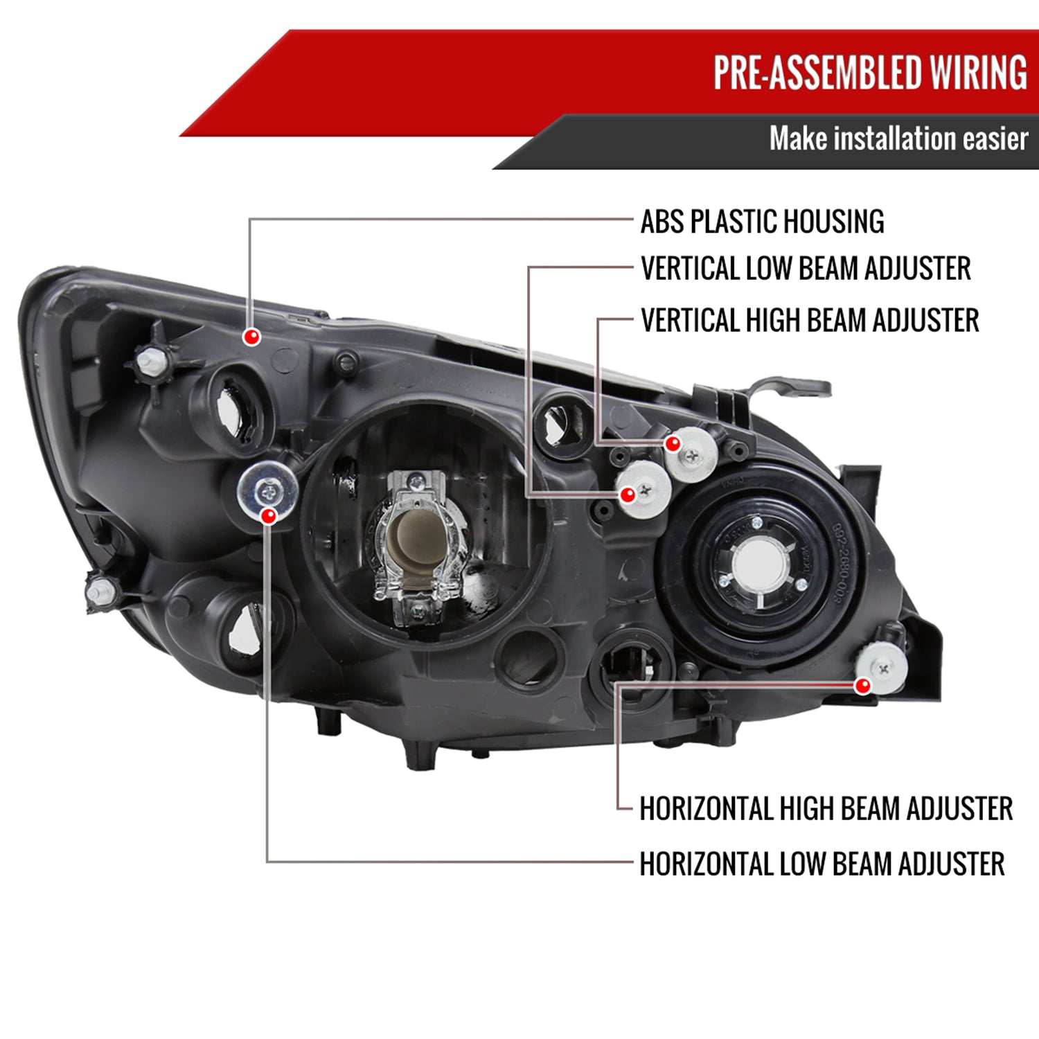 2001-2005 Lexus IS300 Factory Style Crystal Headlights Matte Black/Clear Lens