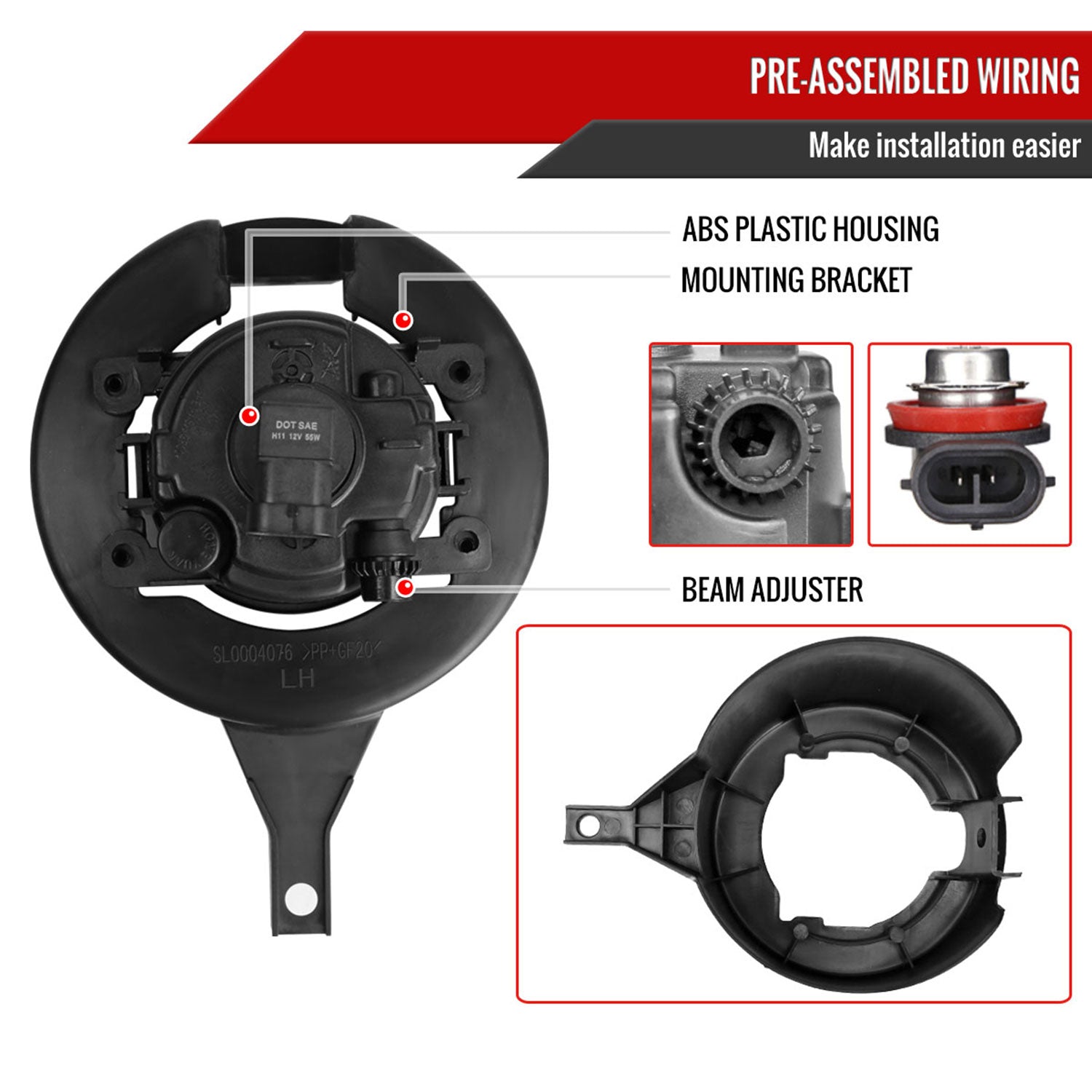 2005-2019 Nissan Frontier H11 Fog Lights Kit Switch & Wiring Harness Chrome