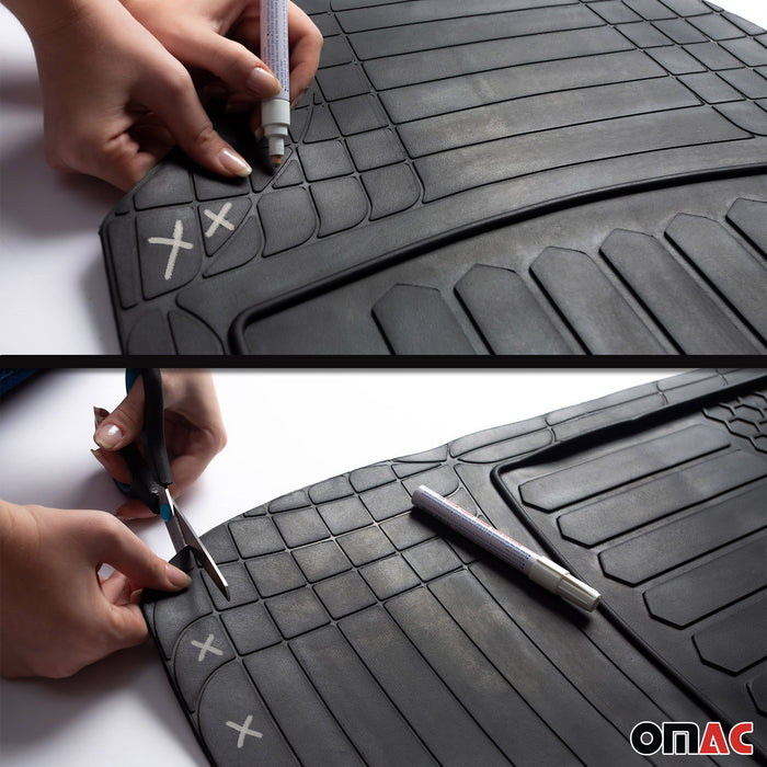 Trimmable Floor Mats & Cargo Liner Waterproof for Lexus Rubber Black 6 Pcs