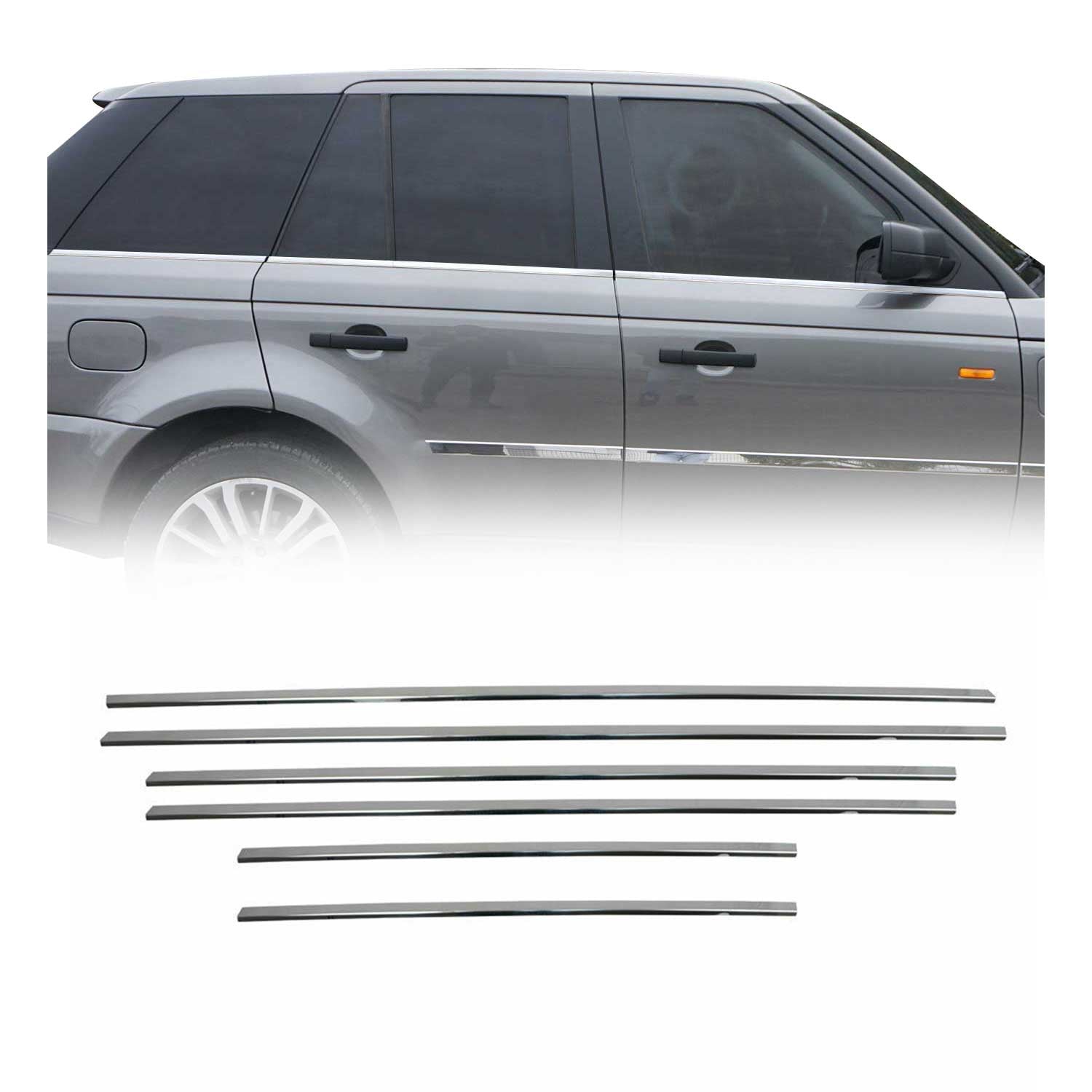 2006-2009 Land Rover Range Rover Sport Window Molding Trim Stainless Steel Silver 6x