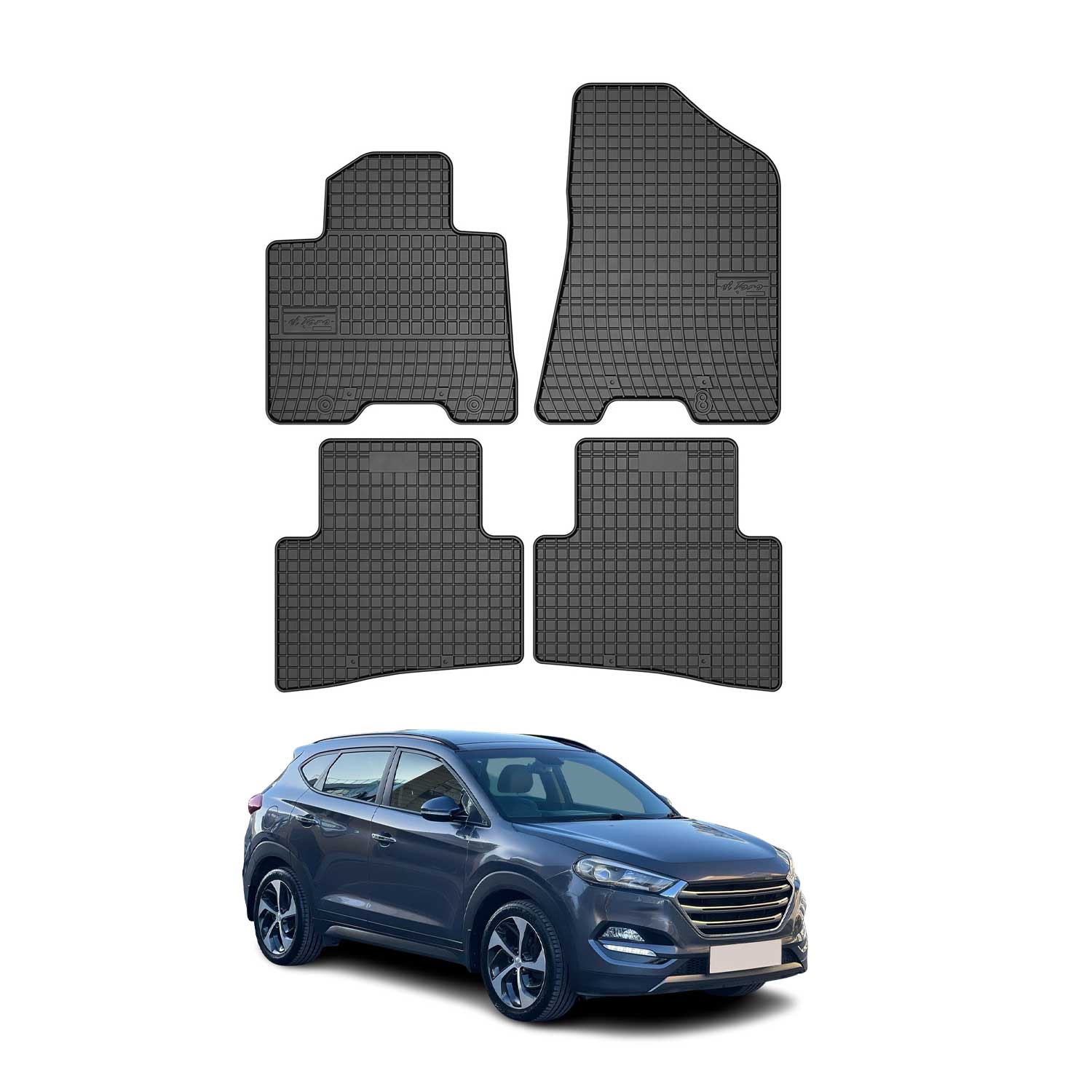 2016-2021 Hyundai Tucson Floor Mats Liners Full Set All Weather Rubber Black