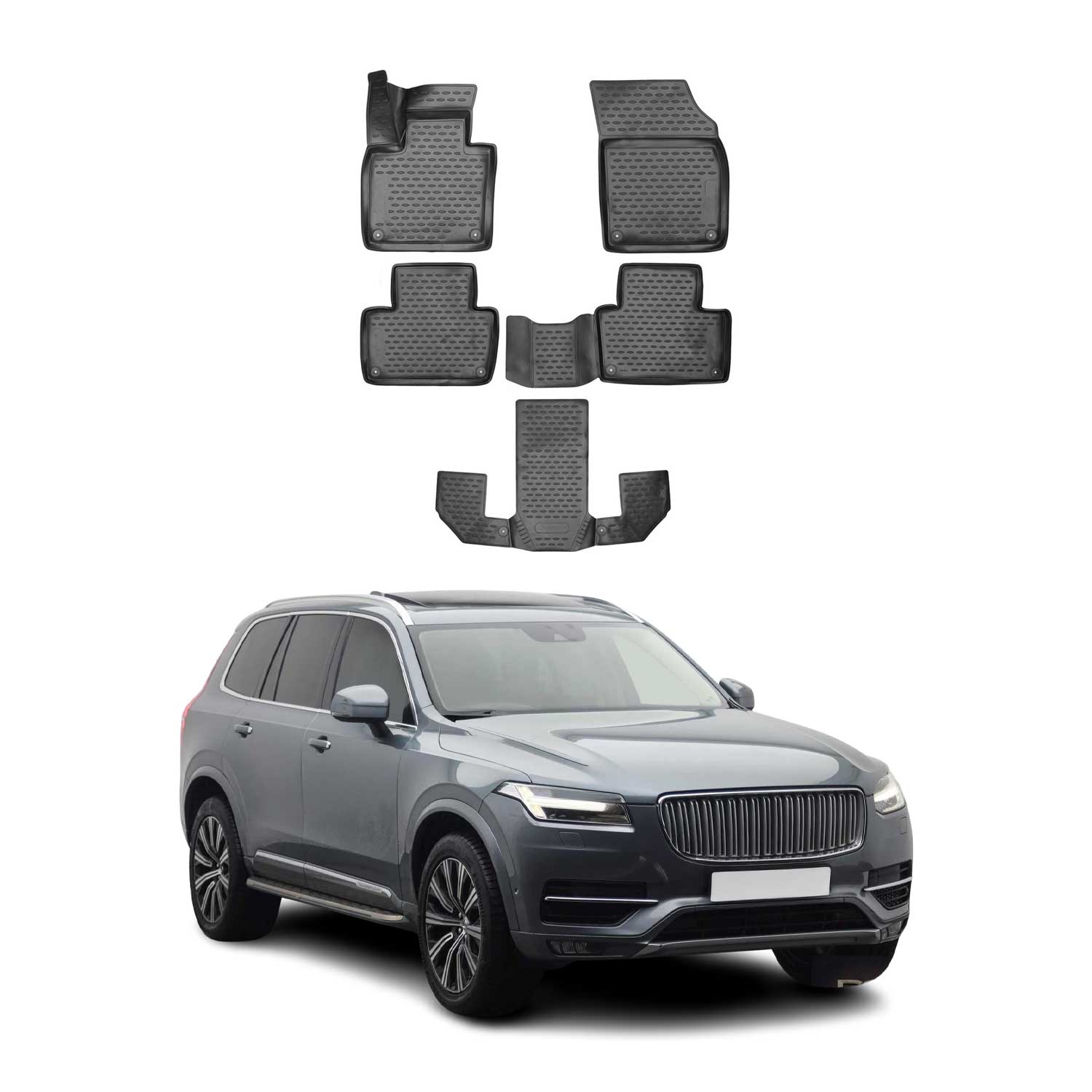2016-2026 Volvo XC90 Floor Mats Liners Full Set All Weather Black