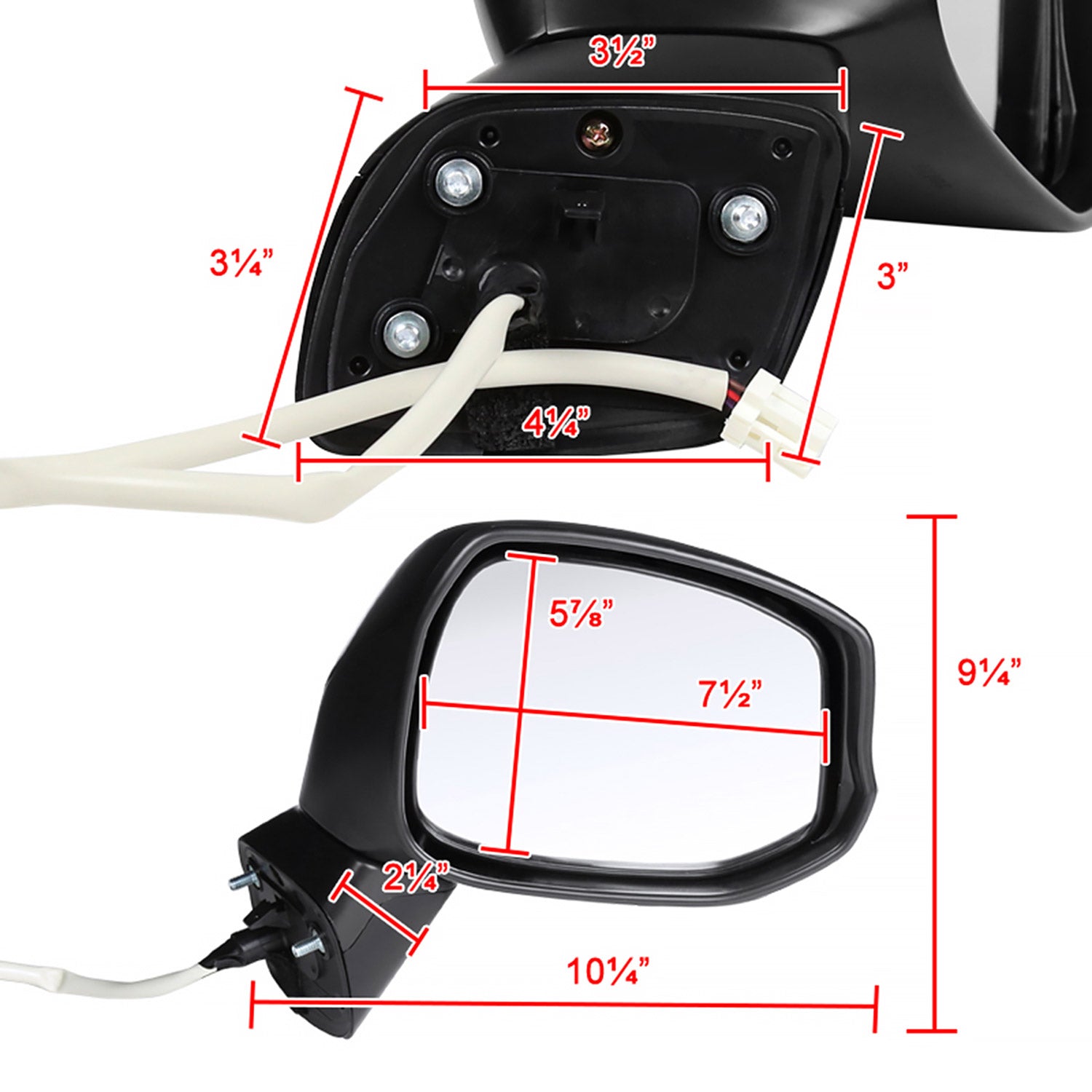 2012-2015 Honda Civic Glossy Black 3Pin Adjustable Side Mirror Passenger Side