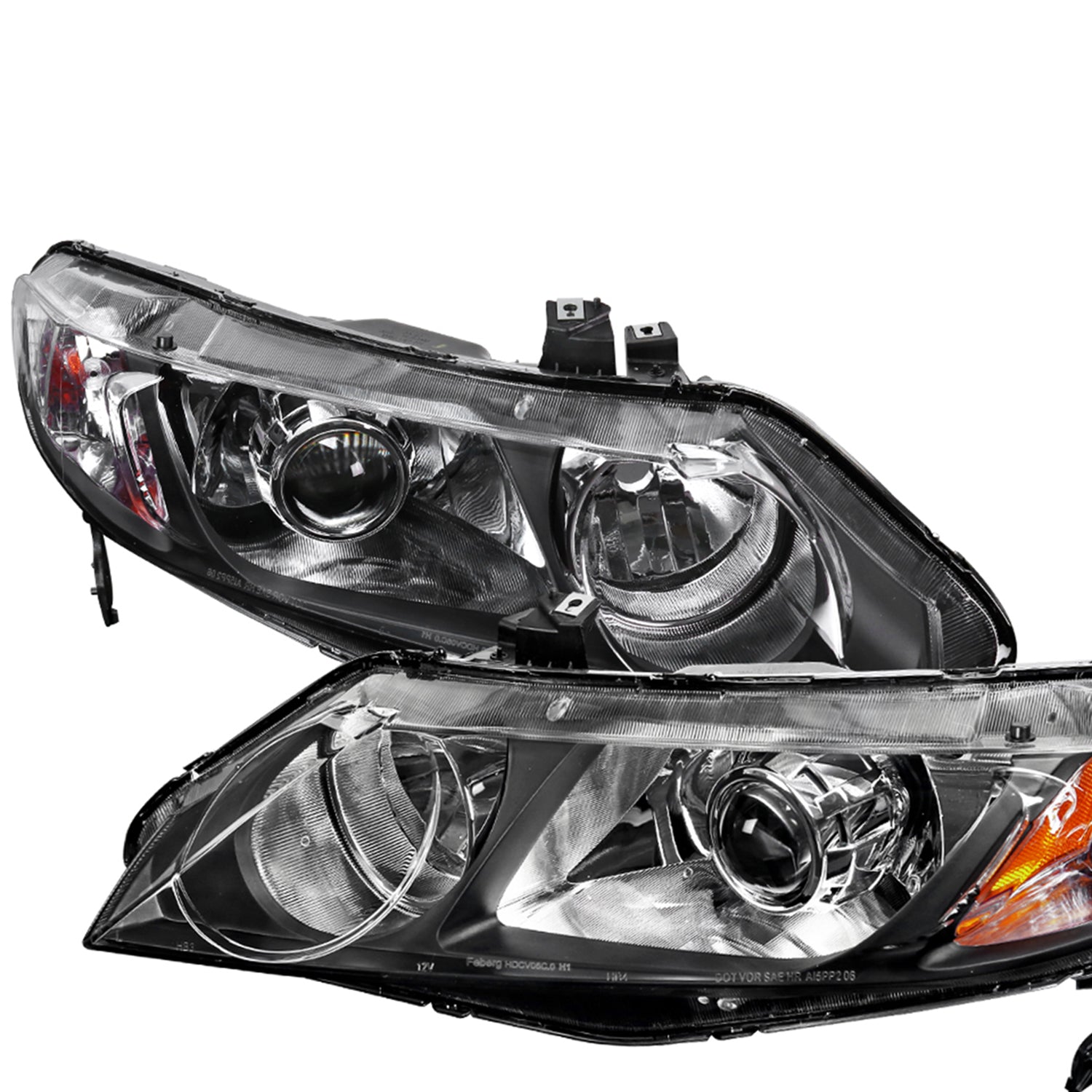 2006-2011 Honda Civic Sedan Retro Style Projector Headlights Matte Black/Clear