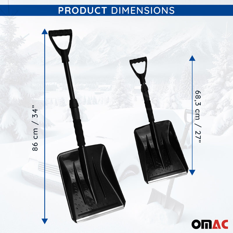 Snow Shovel with Scraper Compact Adjustable Lock Portable Lightweight