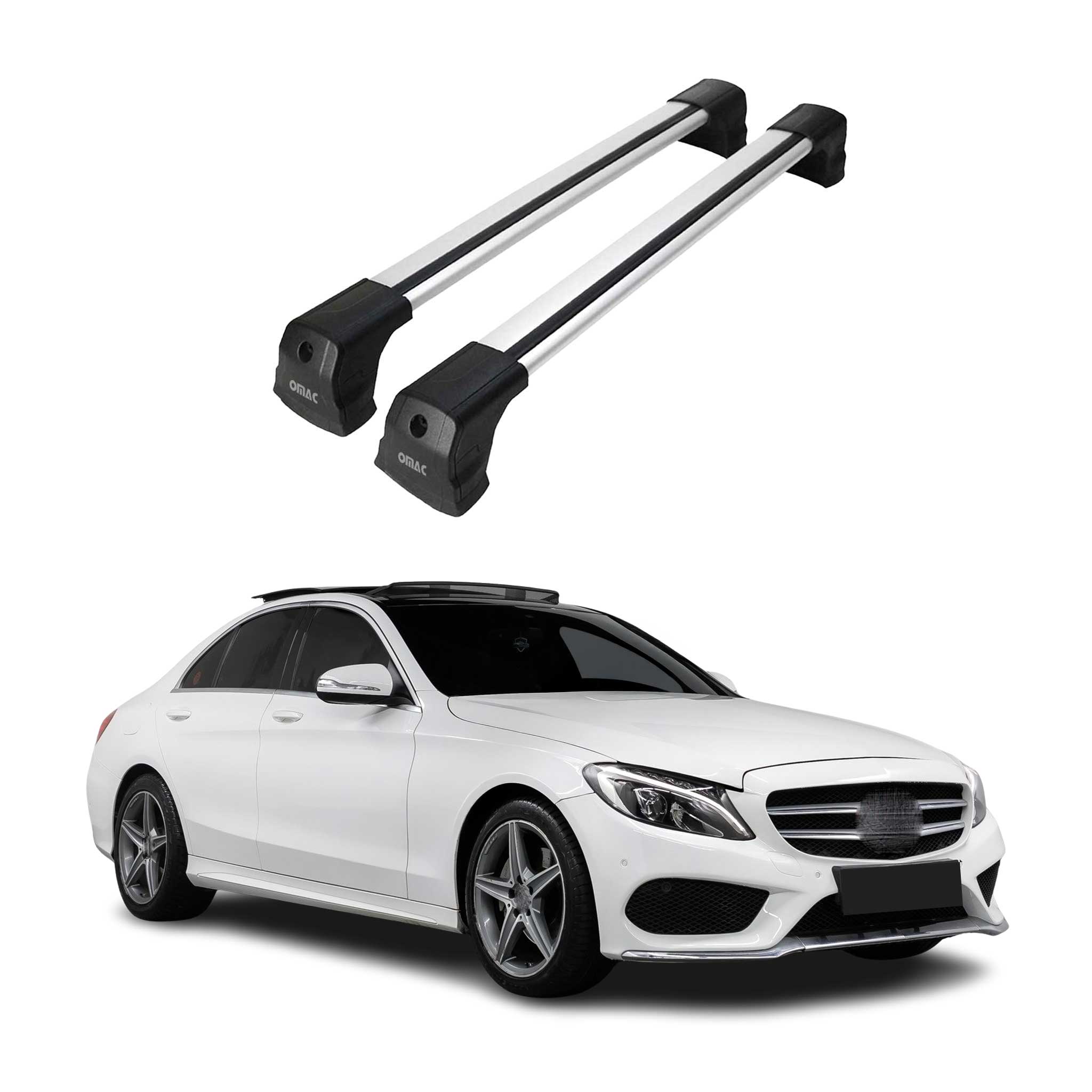 2015-2021 Mercedes C Class W205 Roof Rack Cross Bars Silver