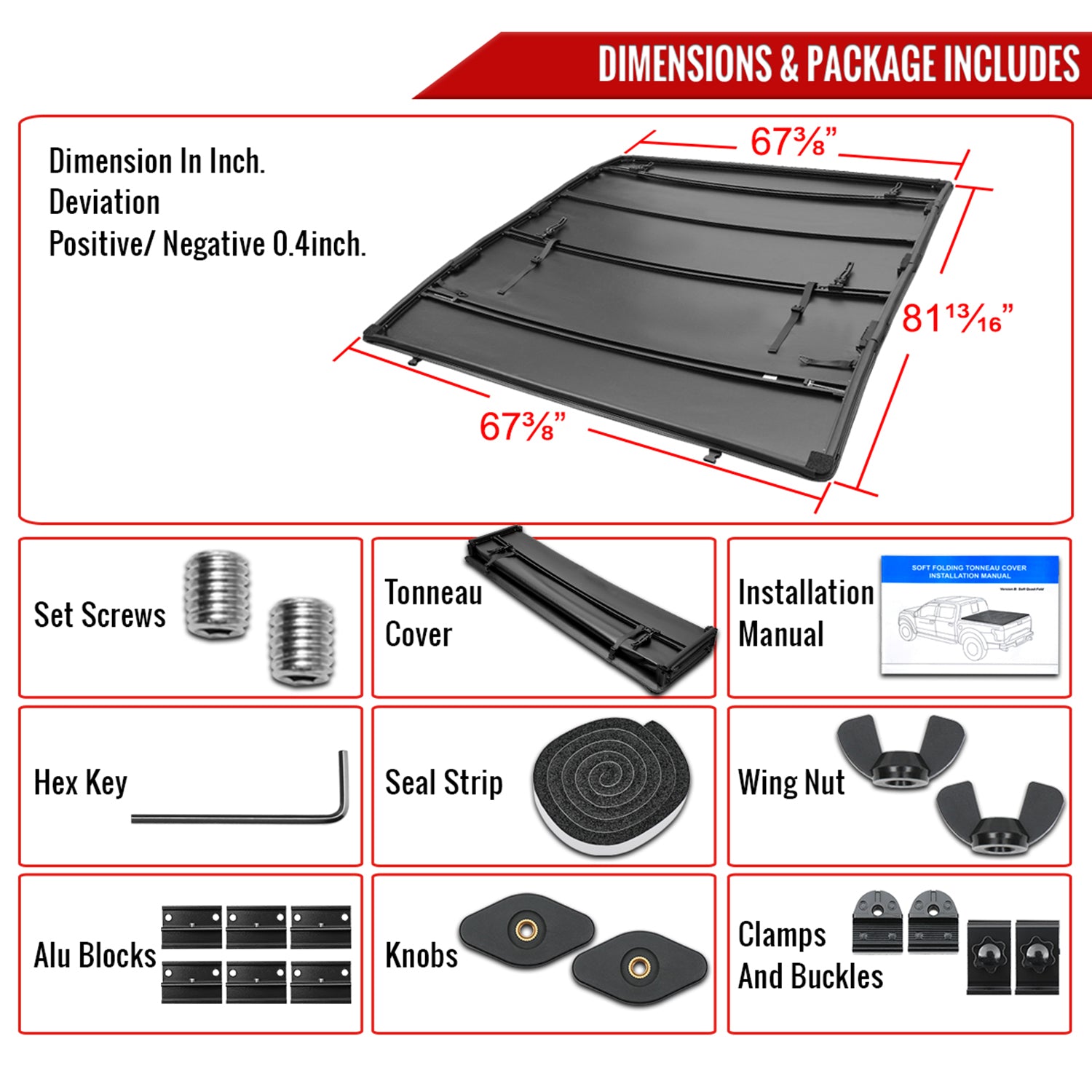 2022-2024 Toyota Tundra 6'6" Truck Bed Soft Quad-Fold Tonneau Cover