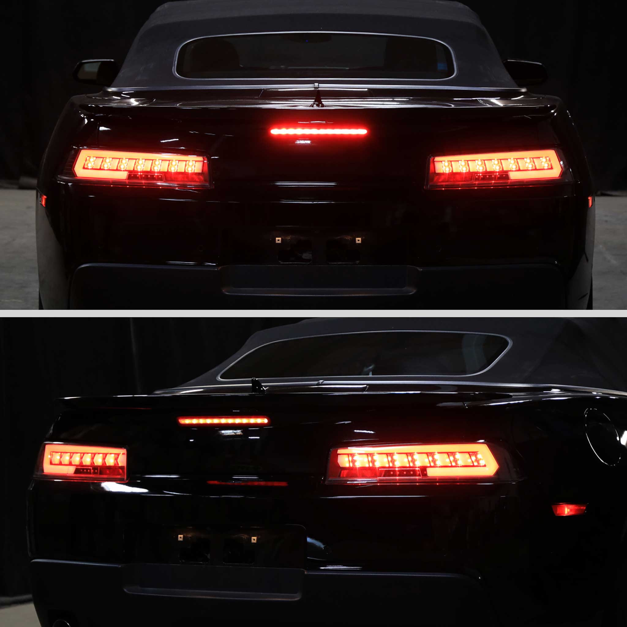 For Chevrolet Camaro 2014-2015 Full Red LED Sequential Tail Light Black Housing Clear Lens