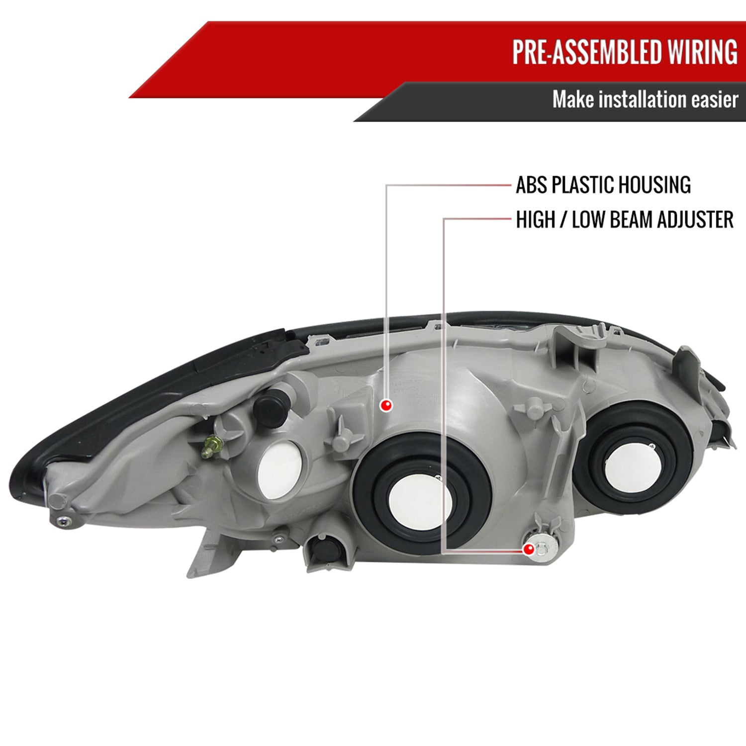 2002-2004 Toyota Camry Factory Style Headlights w/Amber Reflector Chrome/Clear