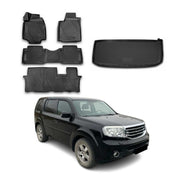 2009-2015 Honda Pilot Floor Mats & Cargo Liner Full Set All Weather Black