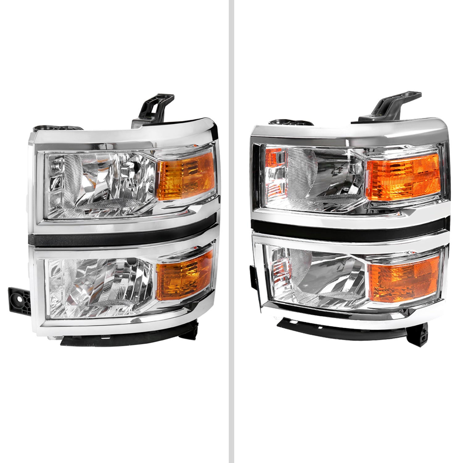 2014-2015 Chevy Silverado 1500 Factory Headlights Amber Reflectors Chrome