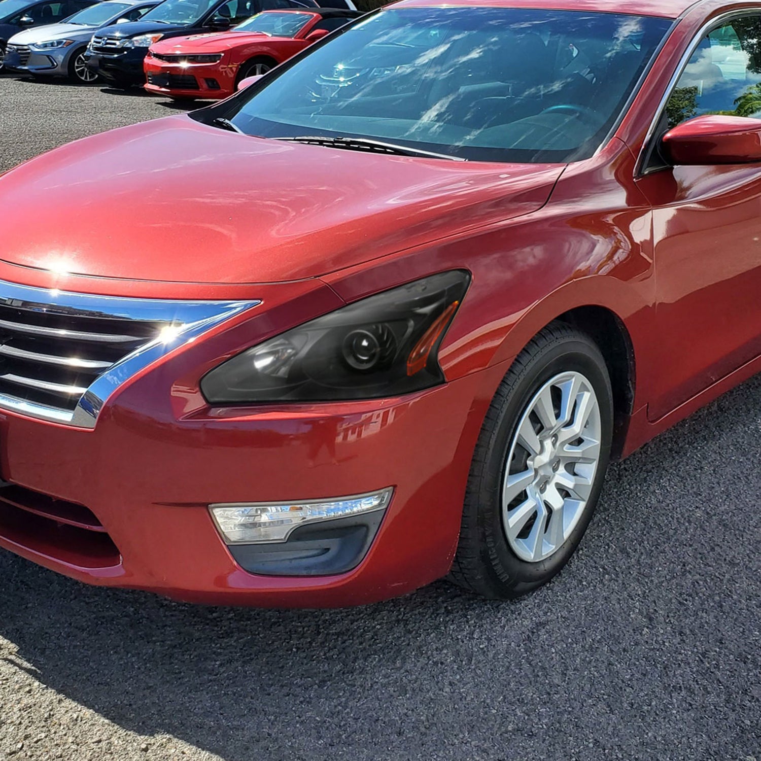 2013-2015 Nissan Altima Sedan Projector Headlights Amber Reflectors Matt Black