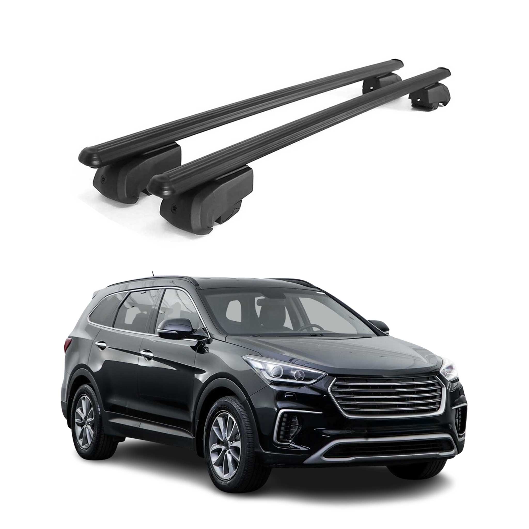 Roof Racks Carrier for Hyundai Santa Fe Sport / Santa Fe LWB 2013-18 Black 2Pcs