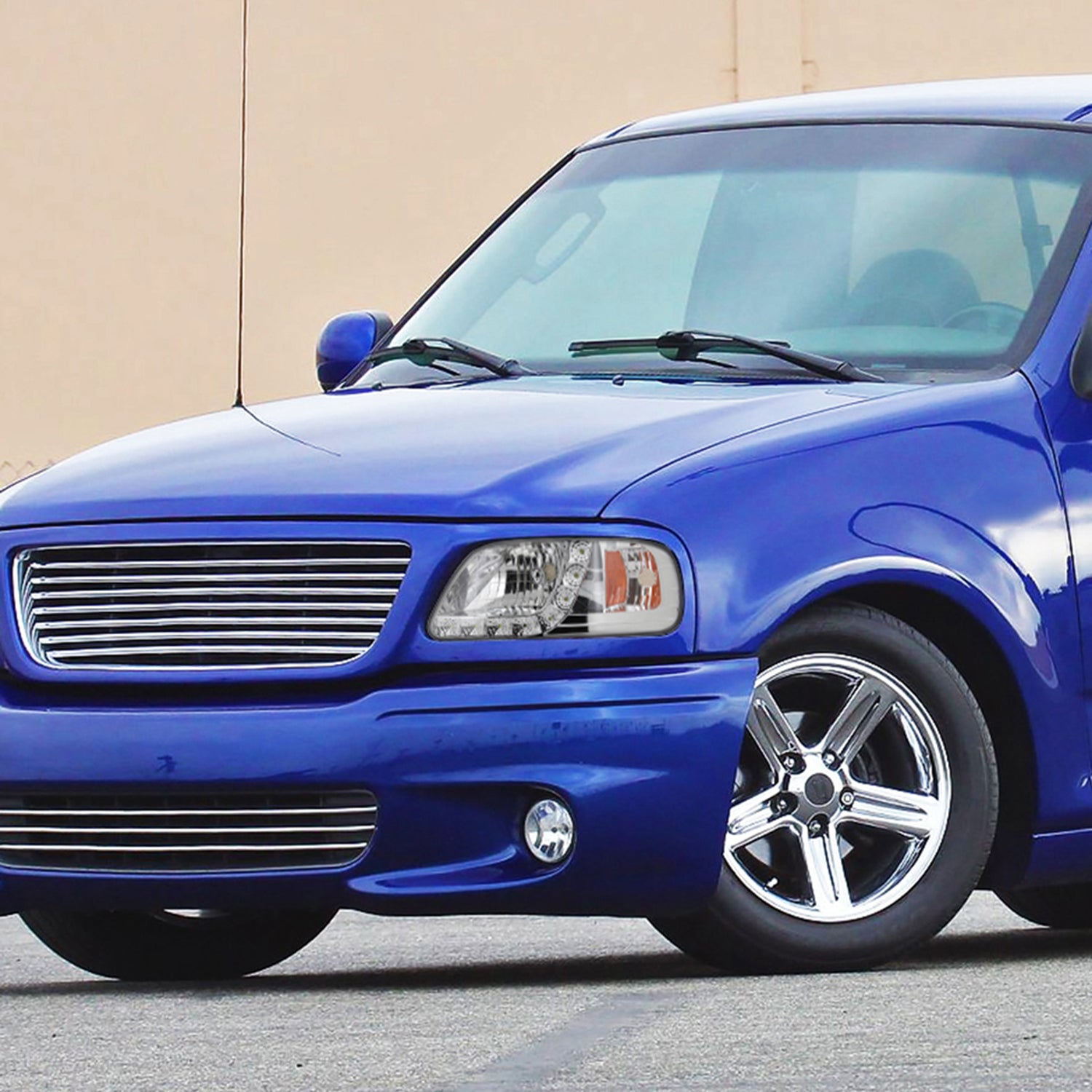 1997-2004 Ford F-150/Expedition Factory Crystal Headlights LED Light Chrome