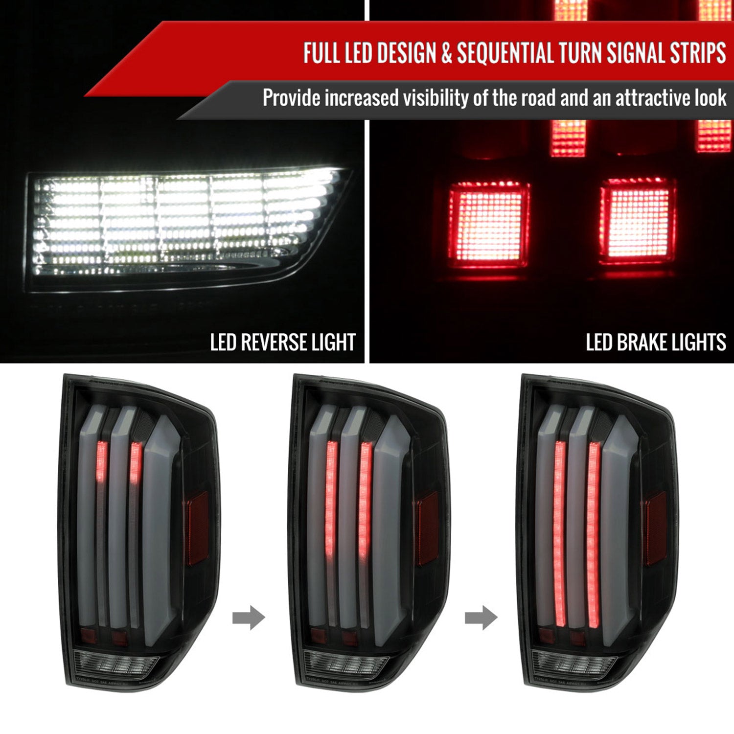 2014-2021 Toyota Tundra Facelift LED Tail Lights Turn Signal Matt Black/Smoke