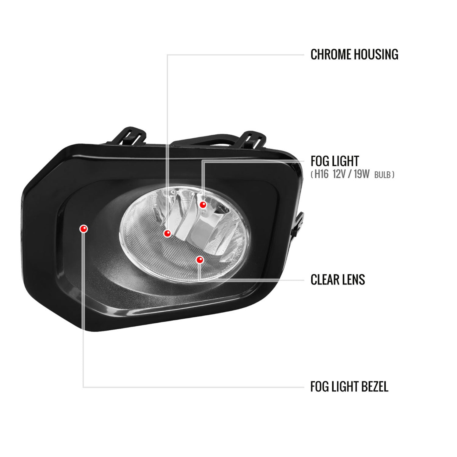 2016-2022 Toyota Tacoma H16 Fog Lights Kit Chrome Housing/Clear Lens