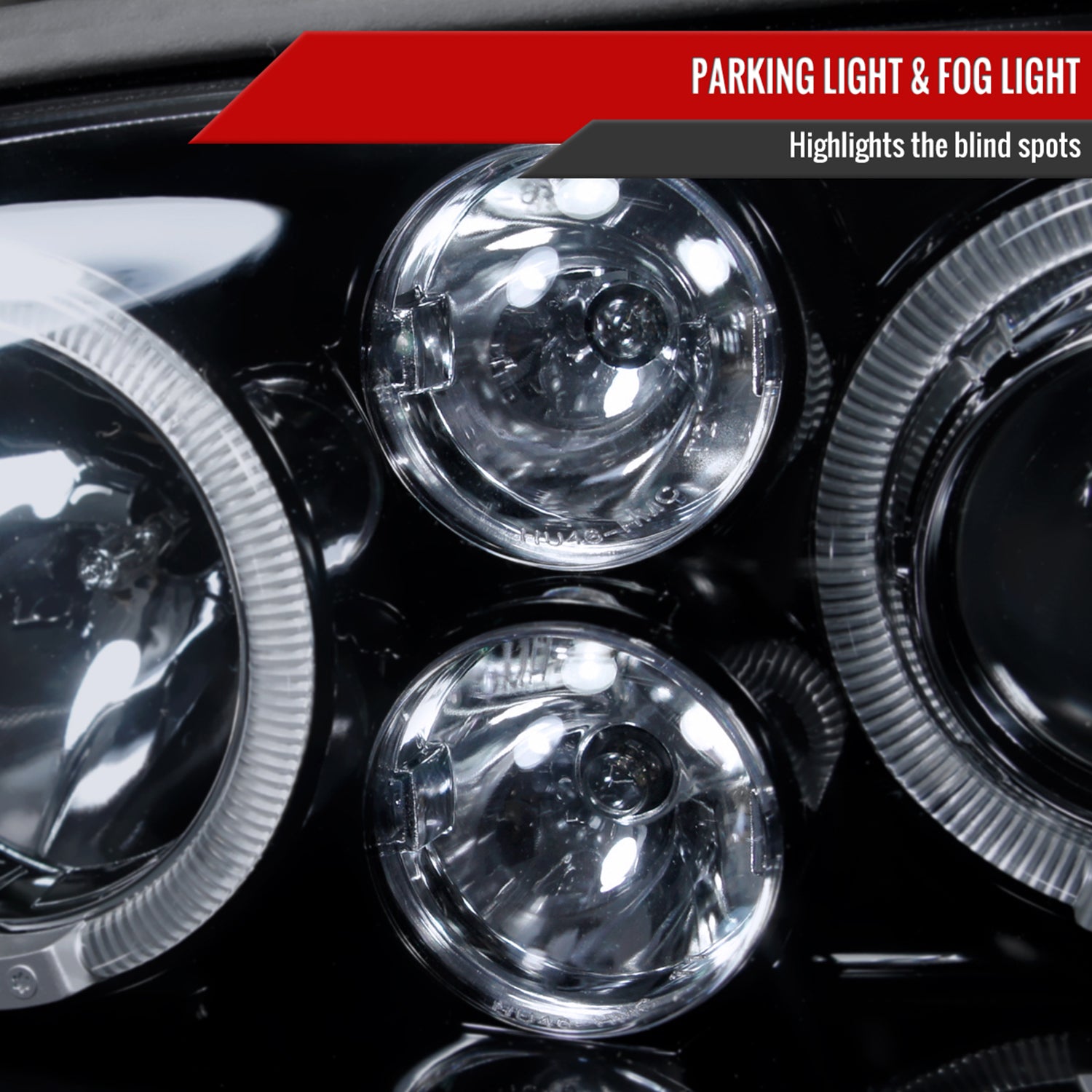 1993-1998 VW Golf Mk3/Cabrio Dual Halo Projector Headlights Black/Smoke