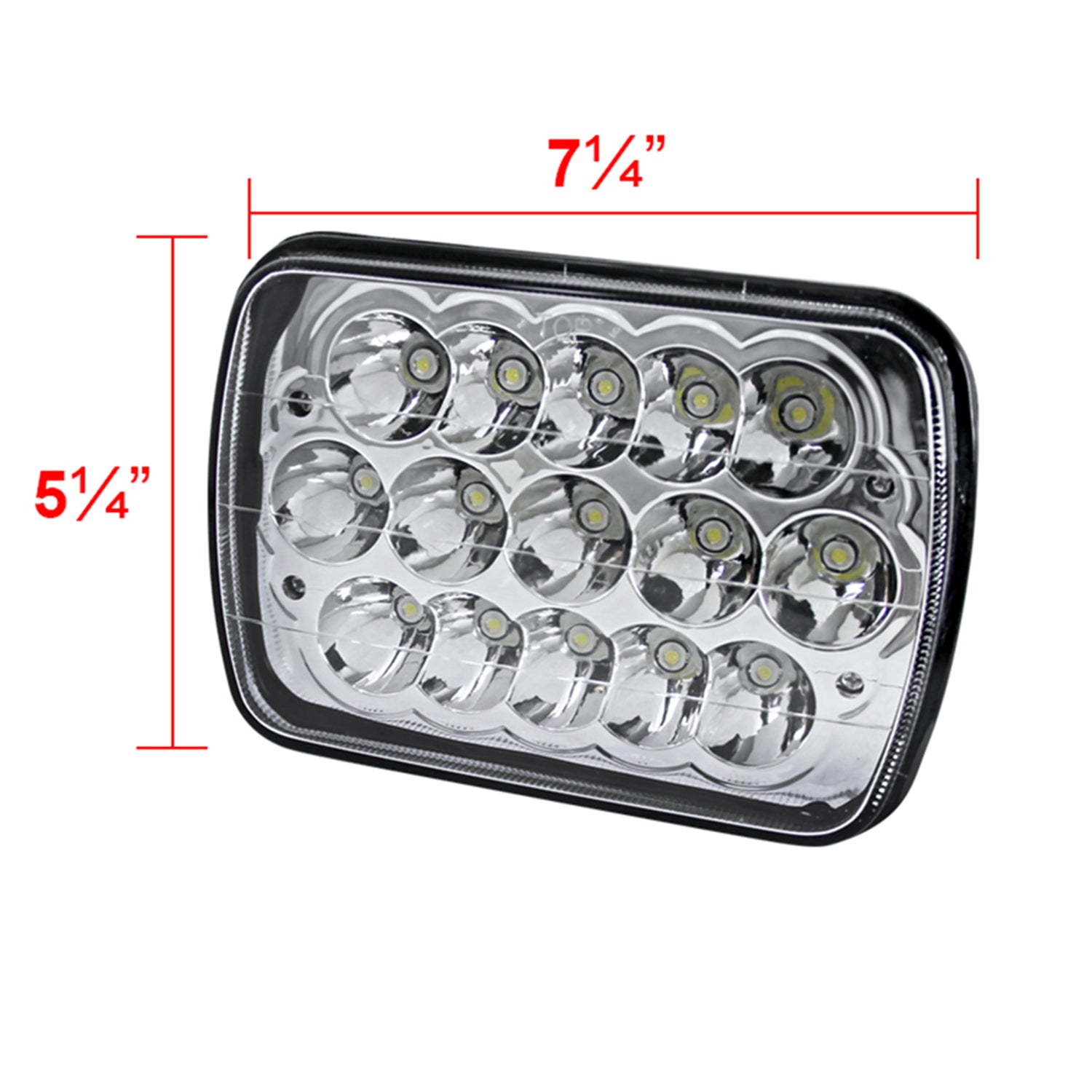 Universal 7"x6" 15-LED Sealed Beam Headlights w/ H4 Plug Black Alu Housing/PMMA