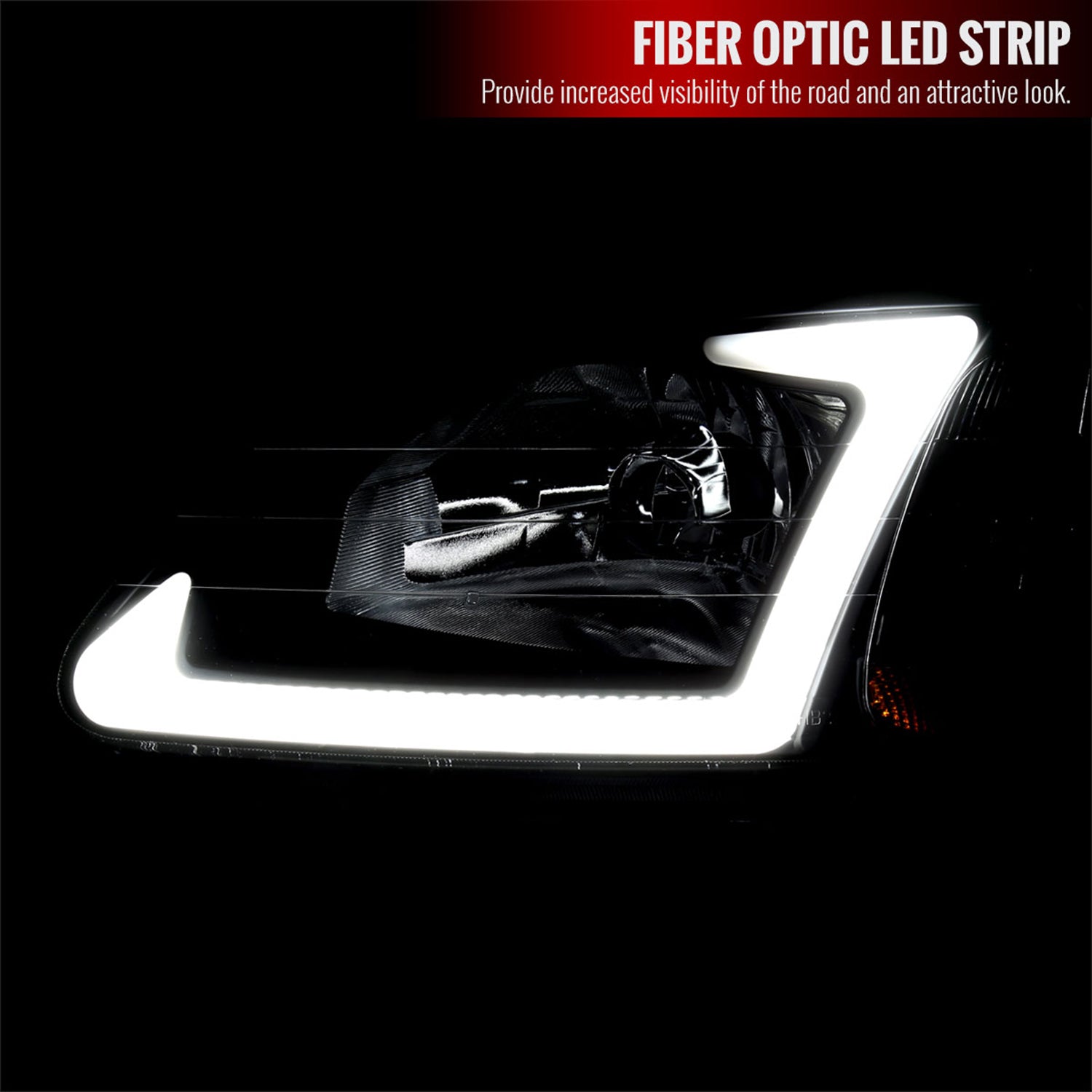 1996-1998 Honda Civic Coupe/Sedan LED Bar Factory Headlights Matt Black