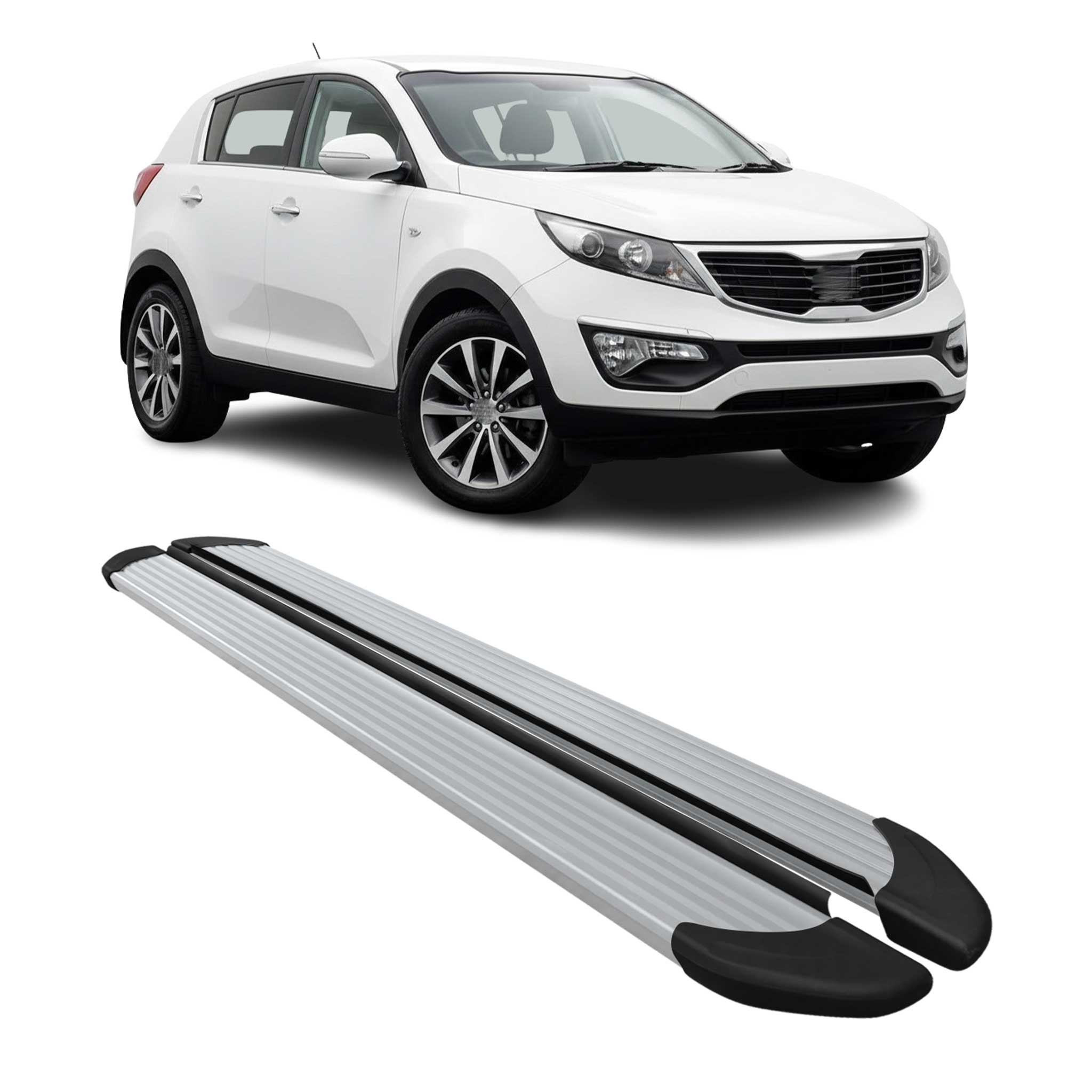 2011-2016 Kia Sportage Running Boards Side Steps Silver
