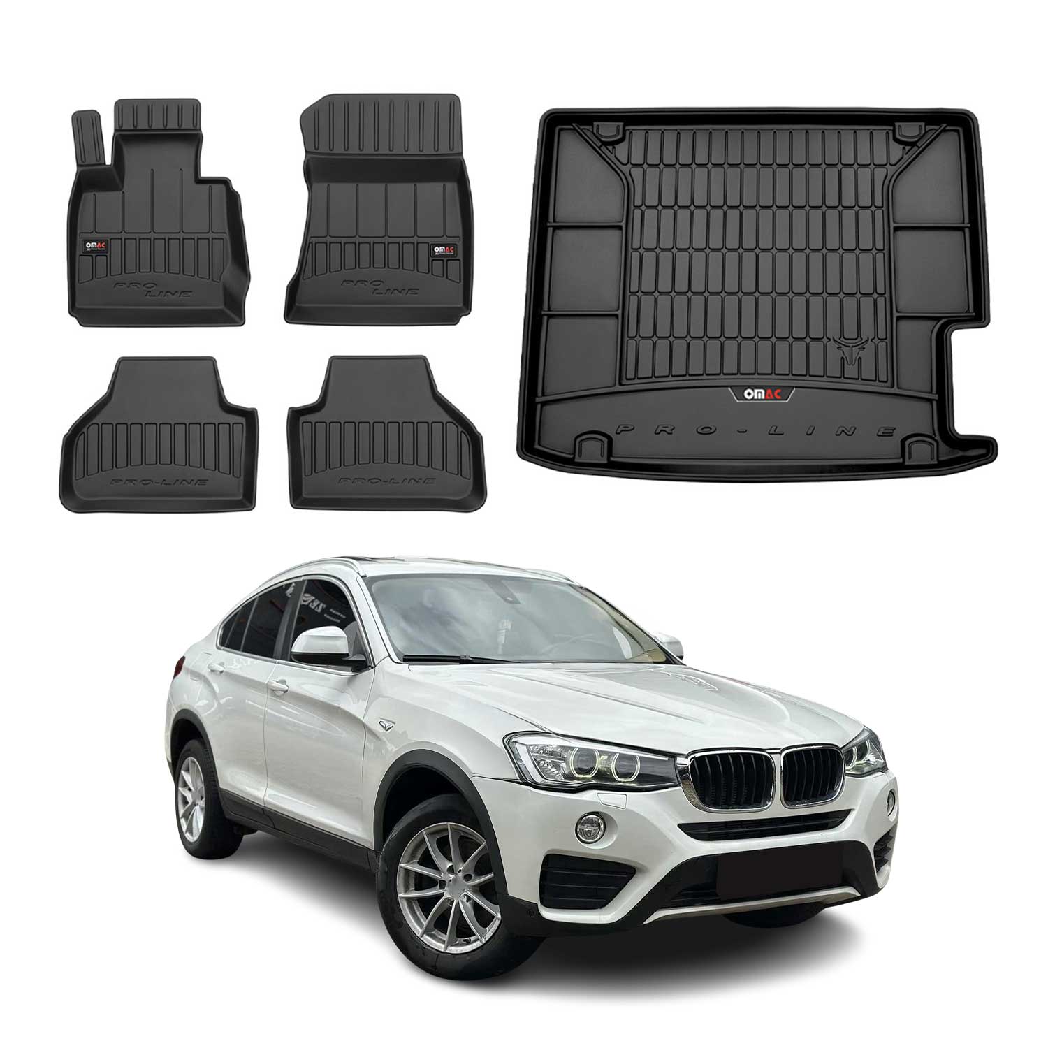 2015-2018 BMW X4 F26 Premium Floor Mats & Cargo Liner Full Set All Weather Heavy Duty Black