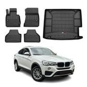 2015-2018 BMW X4 F26 Premium Floor Mats & Cargo Liner Full Set All Weather Heavy Duty Black