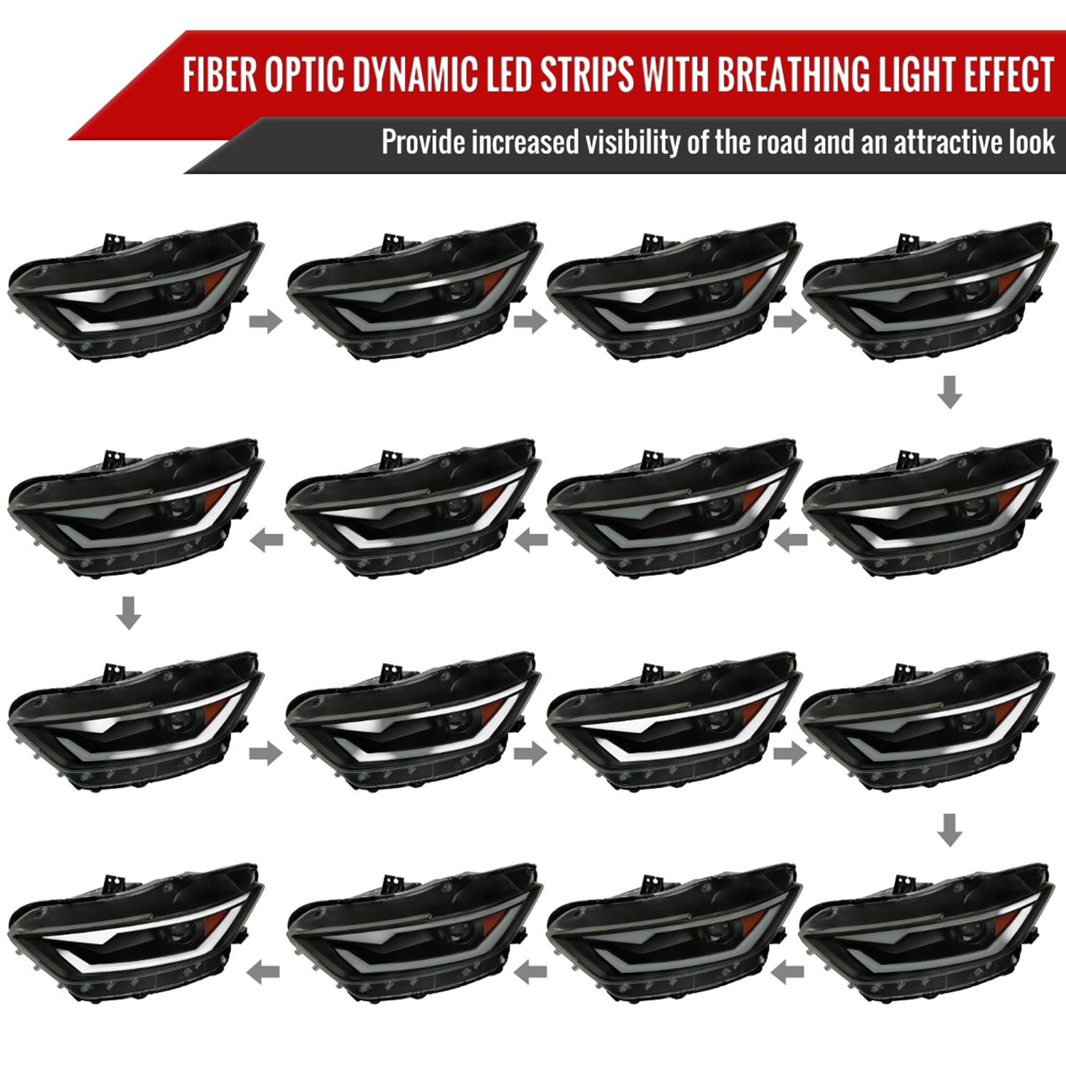 2015-2017 Ford Mustang / 18-2020 Mustang Shelby LED Xenon HID Headlights Smoke