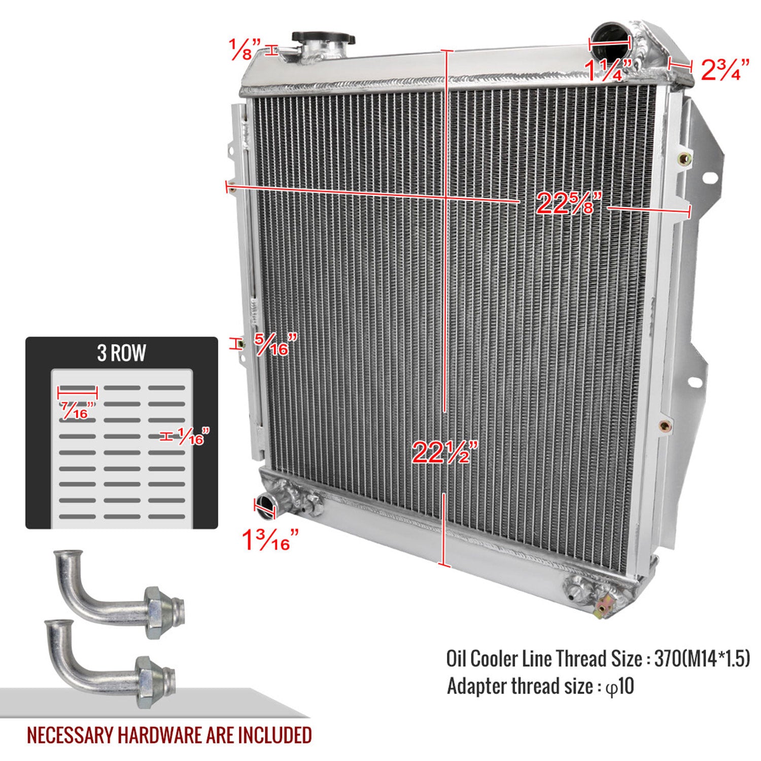 1988-1995 Toyota Pickup/4Runner V6 Aluminum 3-Row Performance Radiator