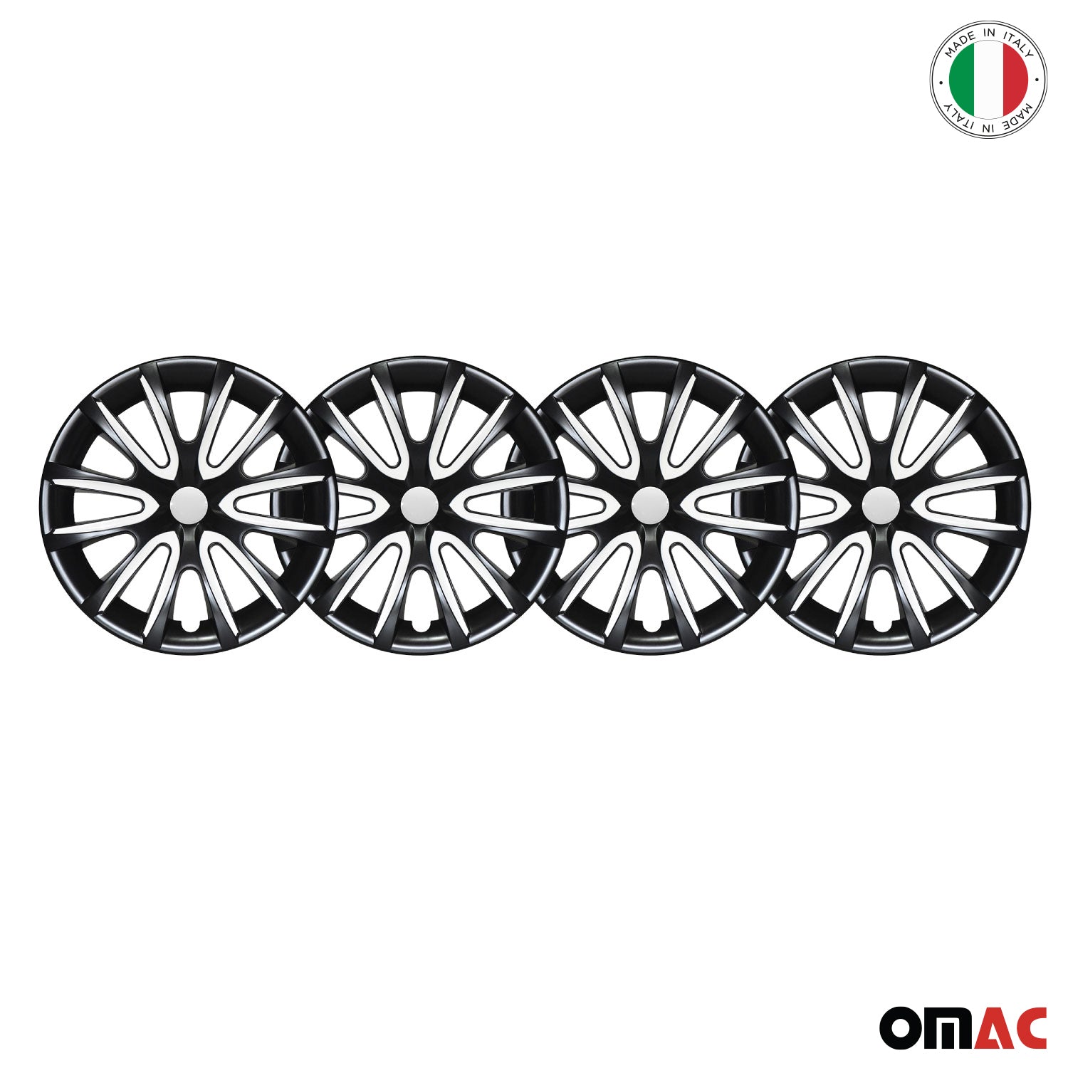 Bicolo Hub Caps Wheel Cover 16" Black & White Full Set 4 pcs.