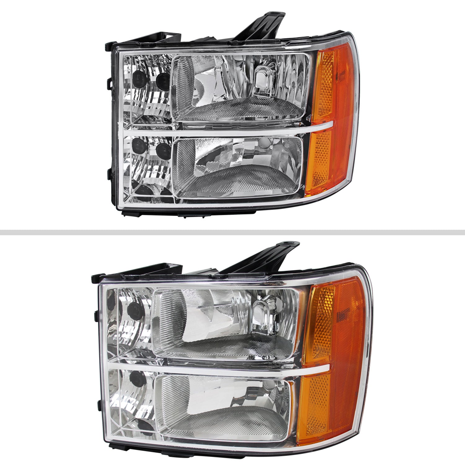 2007-2014 GMC Sierra Factory Style Headlights Chrome Housing/Clear Lens