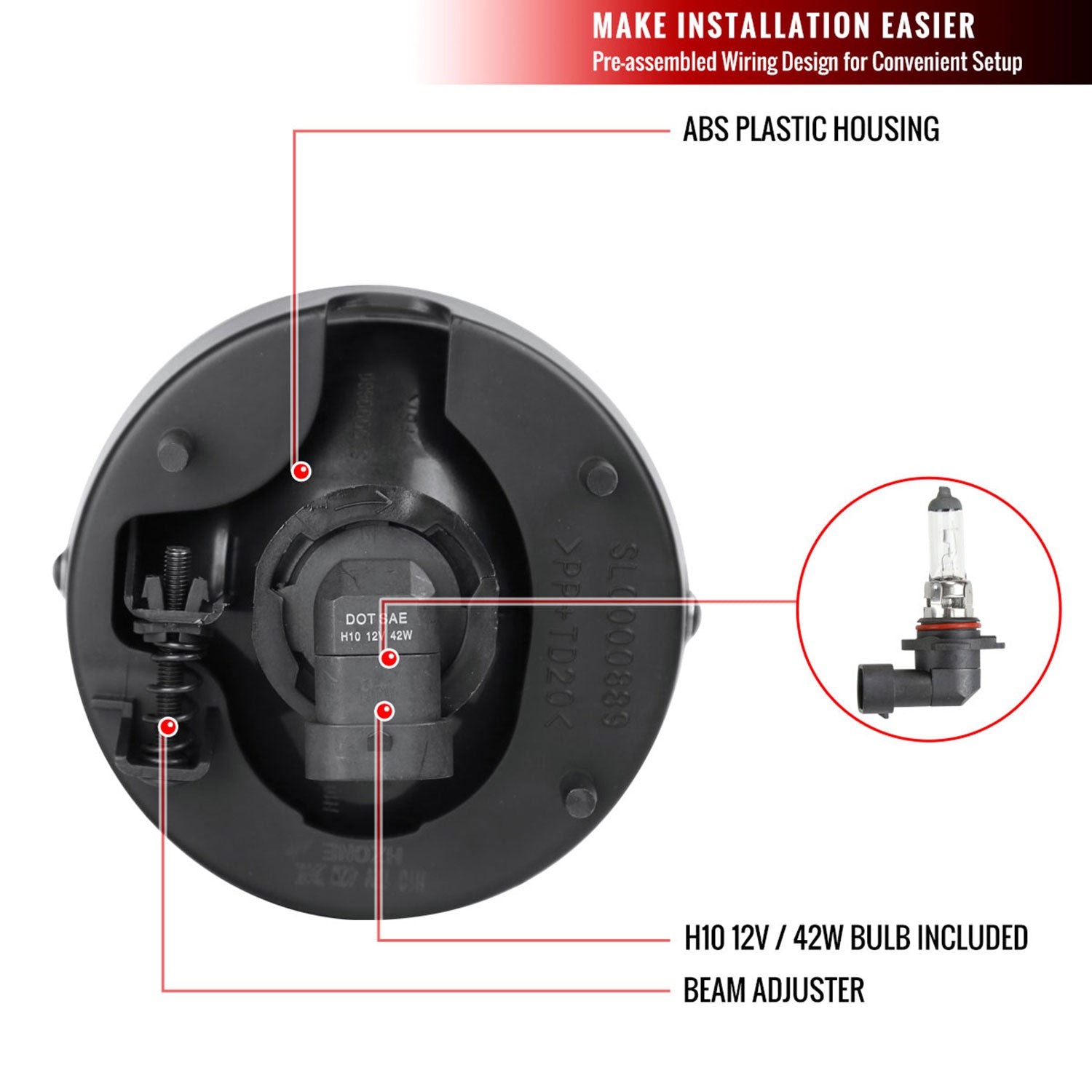 2007-2014 Ford Expedition/Ranger Fog Lights Kit Switch & Wiring Harness Chrome