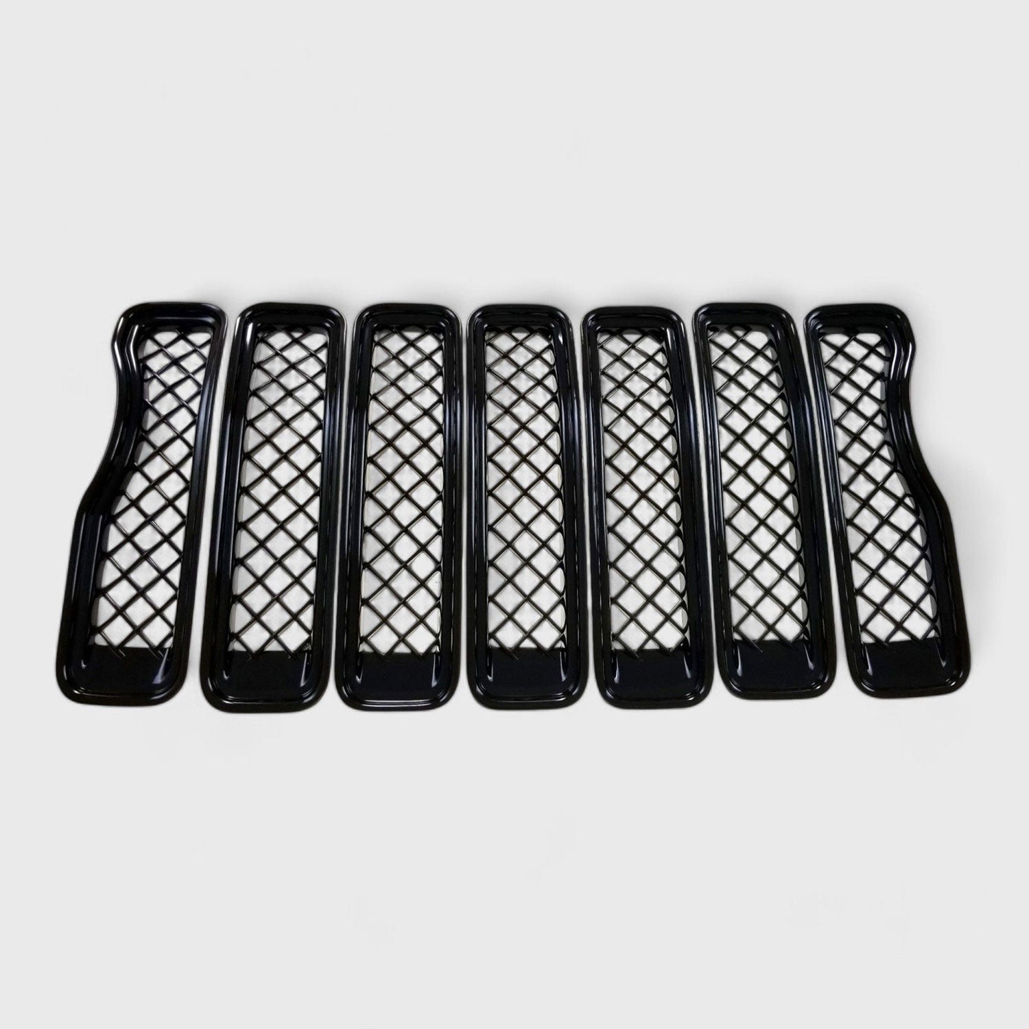 2018-2023 Jeep Wrangler JL Grille Overlay Gloss Black 7Pcs ABS Plastic