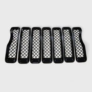 2018-2023 Jeep Wrangler JL Grille Overlay Gloss Black 7Pcs ABS Plastic