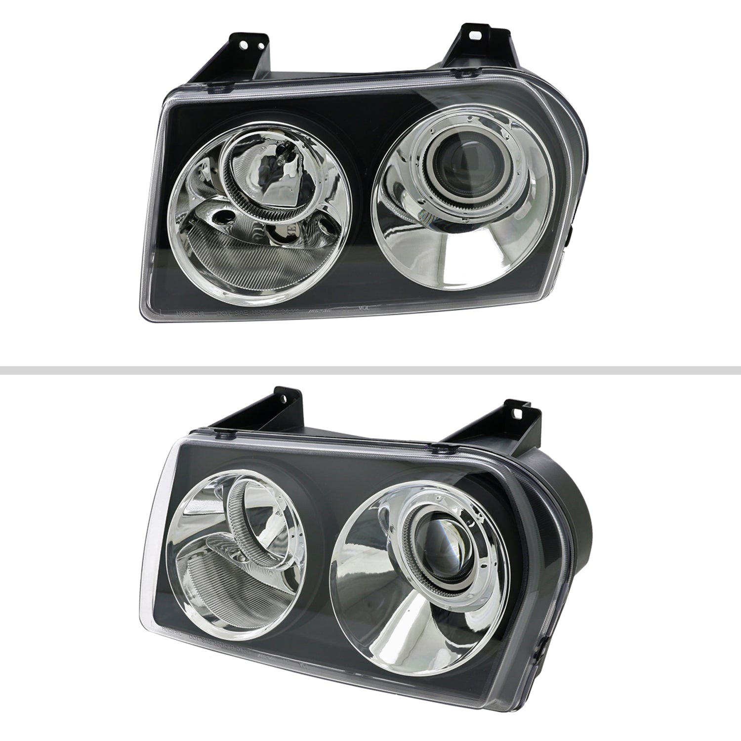 2005-2010 Chrysler 300 Base/LX/Touring Projector Headlights Matte Black/Clear