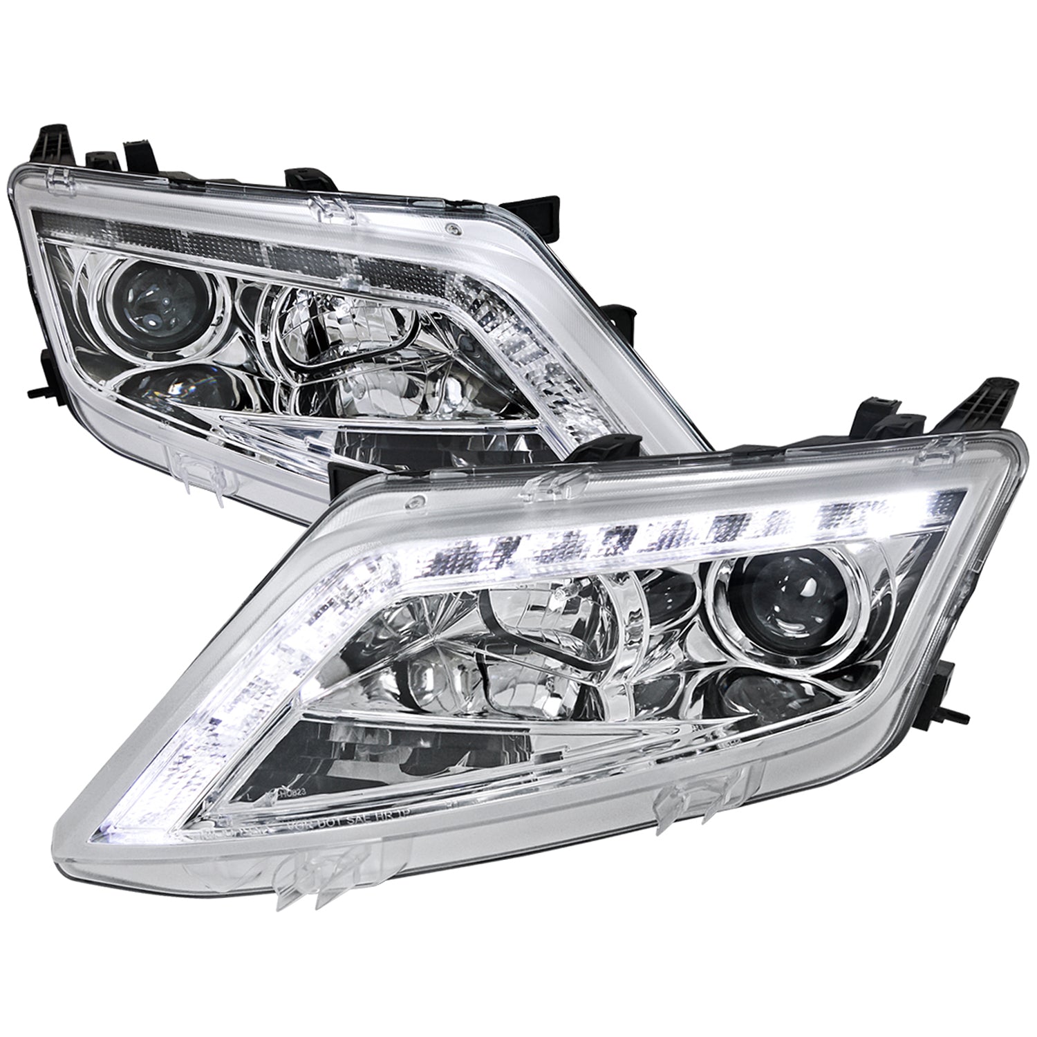 2010-2012 Ford Fusion Projector Headlights w/ LED Light Strip Chrome/Clear