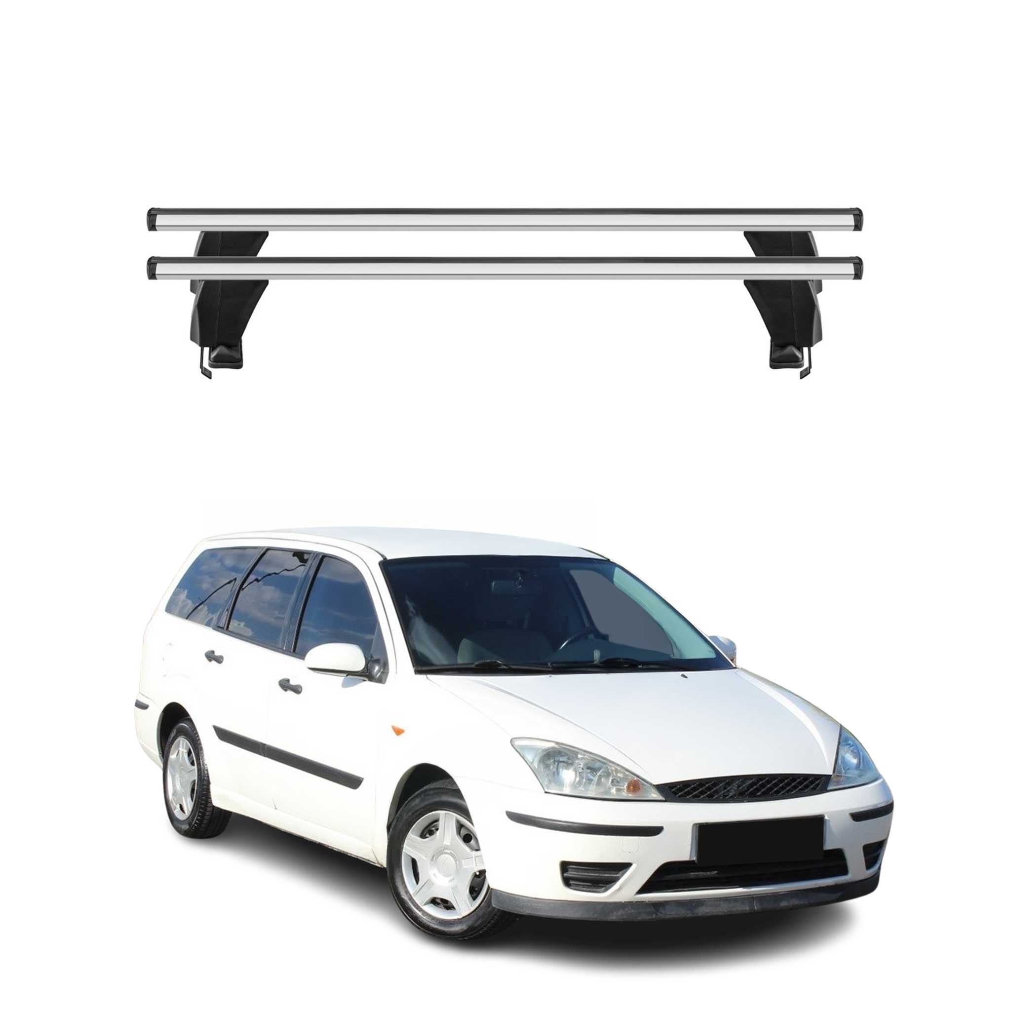 2000-2007 Ford Focus Hatchback Roof Rack Cross Bars Silver