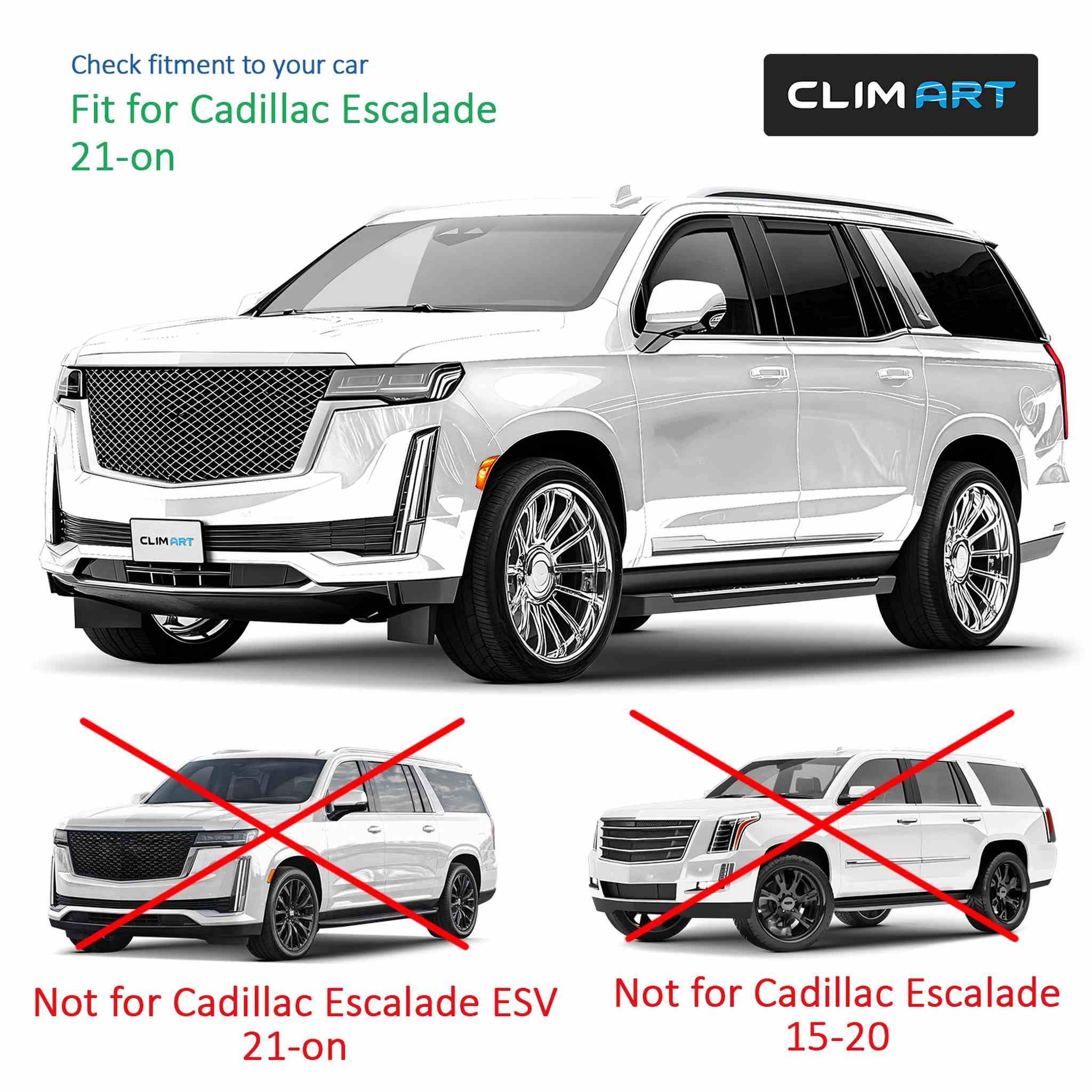Clim Art Wind Deflectors for Cadillac Escalade Chevy Tahoe 2021-2026 Dark Smoke