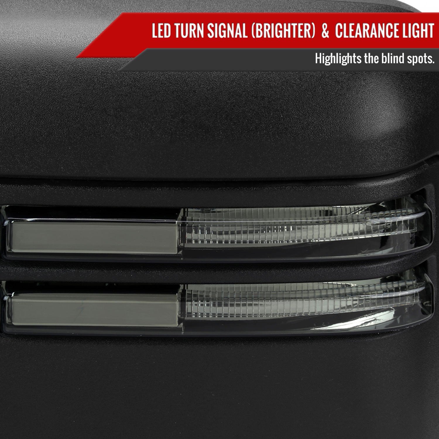 2019-2023 Chevy Silverado 1500 Heated Black Towing Mirrors Smoke & Turn Signal