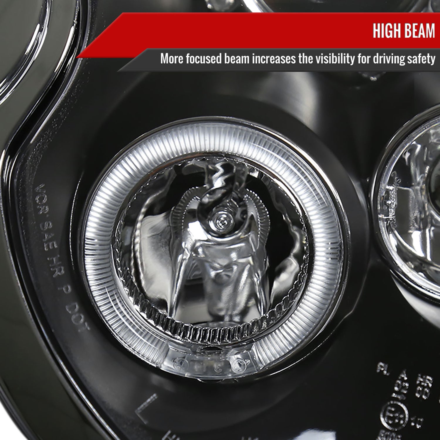 2002-2008 Mini Cooper R50 R53 R52 Single Halo Projector Headlights Matt Black