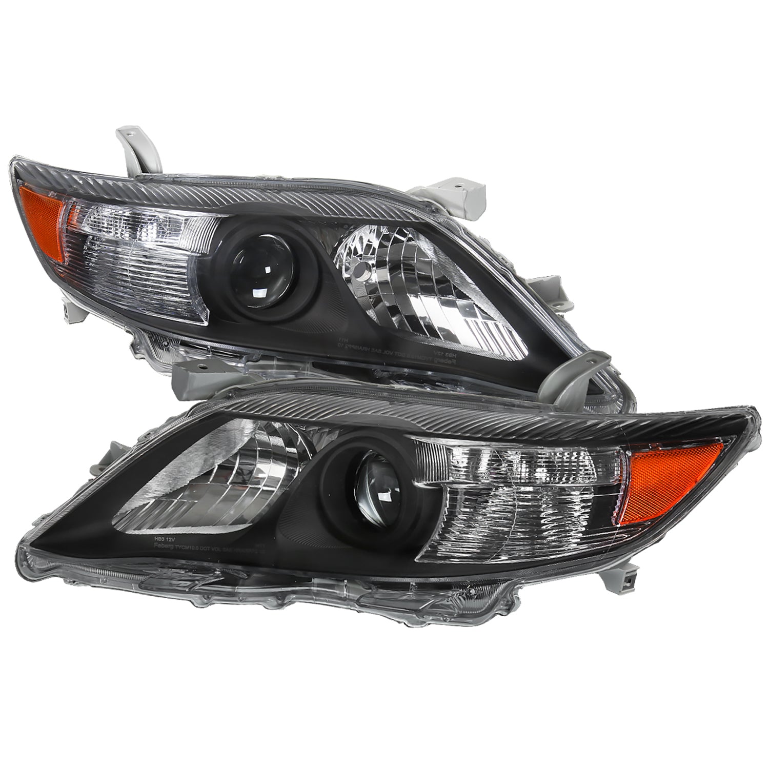 2010-2011 Toyota Camry Projector Headlights Amber Reflectors Matt Black/Clear