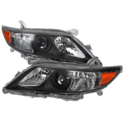 2010-2011 Toyota Camry Projector Headlights Amber Reflectors Matt Black/Clear