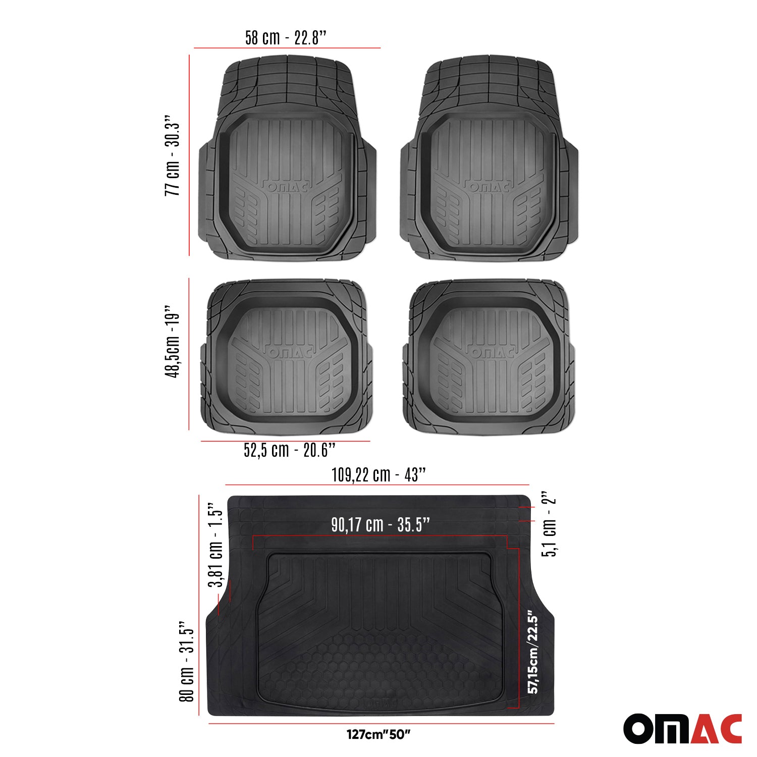 Floor Mats & Cargo Liners Semi Custom fit Universal for Cars SUV Black