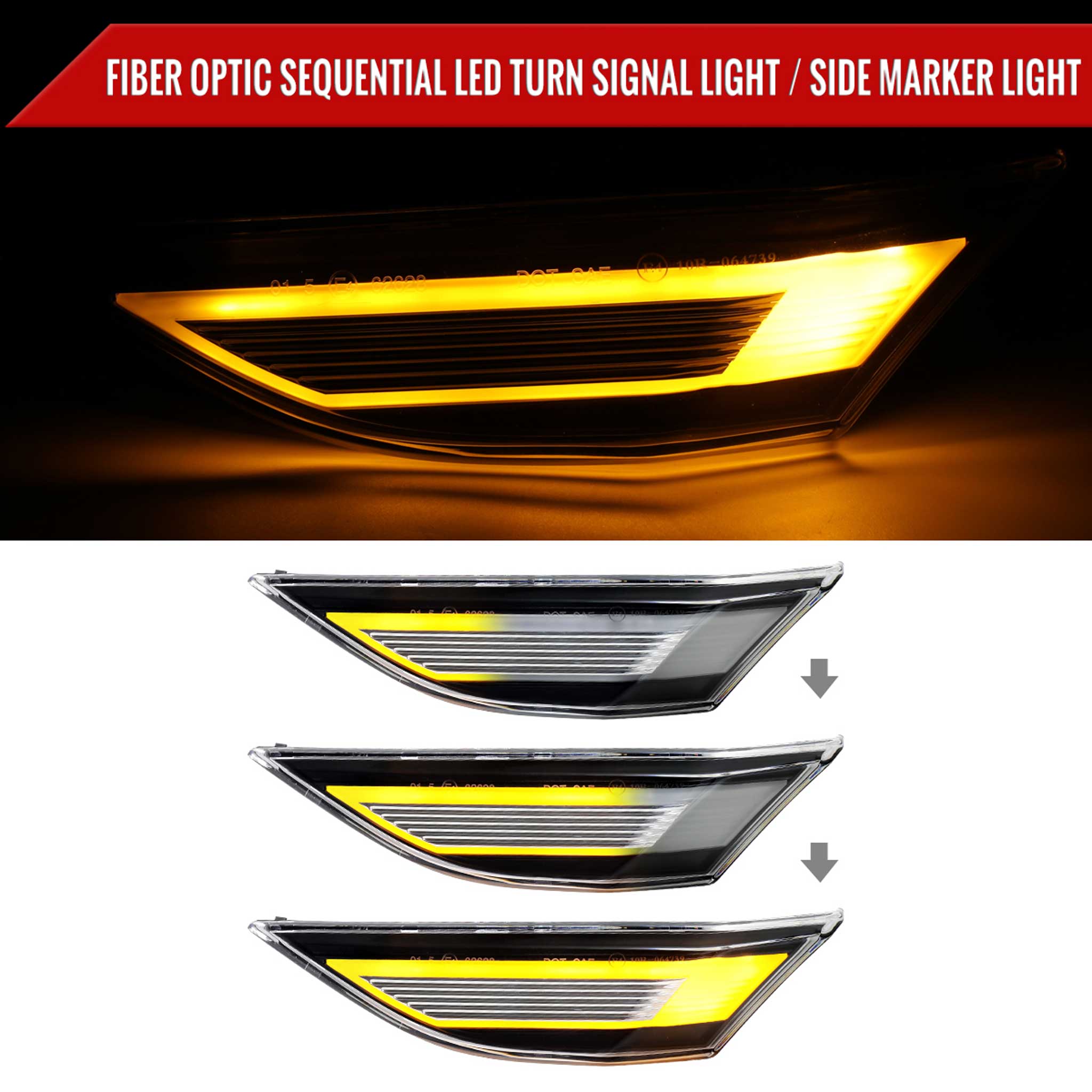 For Porsche 911 991/981 718 2011-2019 LED Turn Signal Clear With Sequential