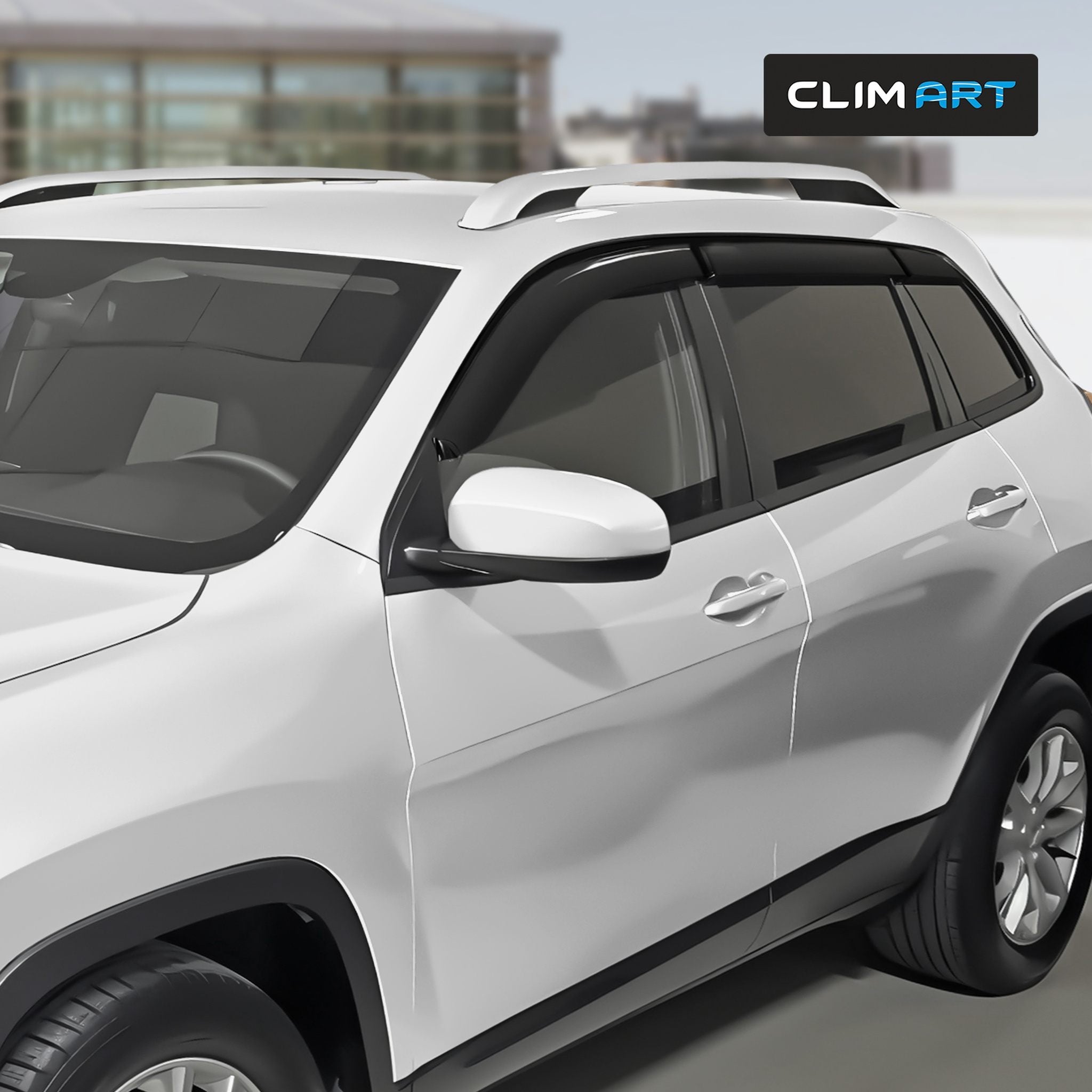 Clim Art Wind Deflectors for Jeep Cherokee 2014-2023 Tape-On Dark Smoke 6Pcs