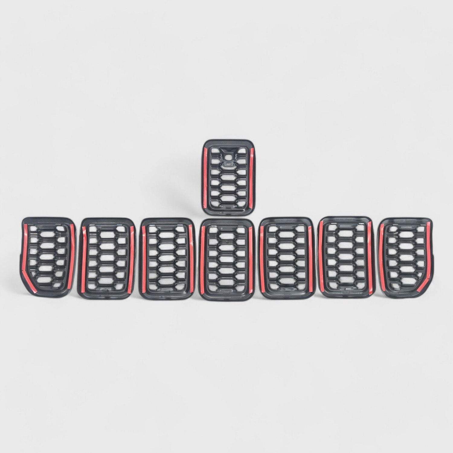 2021-2025 Jeep Grand Cherokee L Grille Overlay Gloss Black 8Pcs ABS Plastic