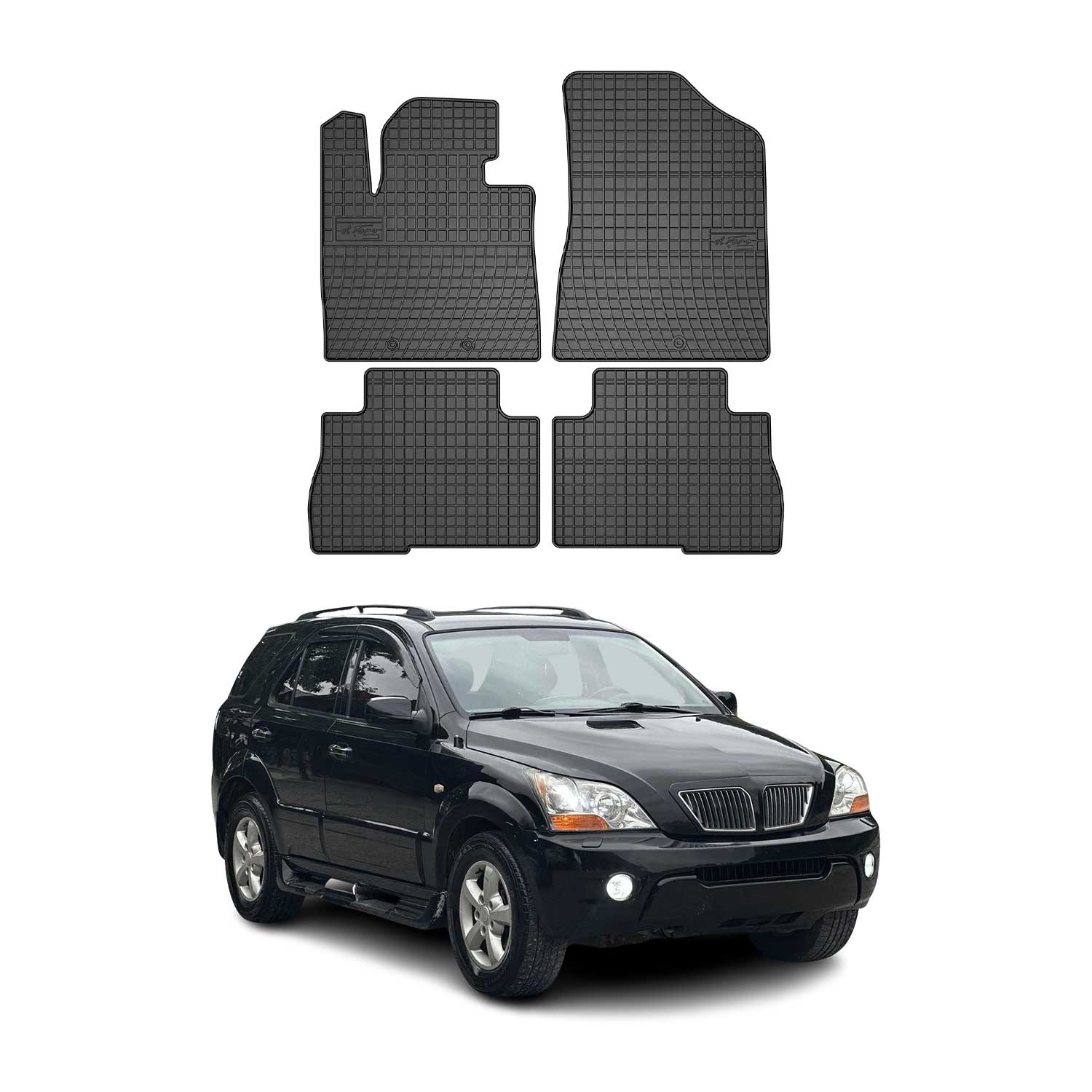 2014-2015 Kia Sorento Floor Mats Liners Full Set All Weather Rubber Black
