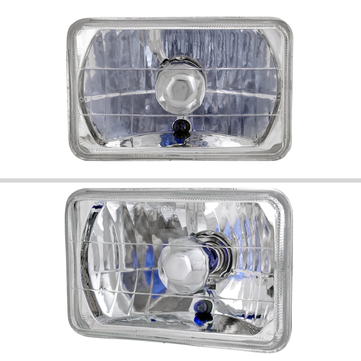 Universal 4"x6" H4 Crystal Headlights Chrome Housing/Glass Lens