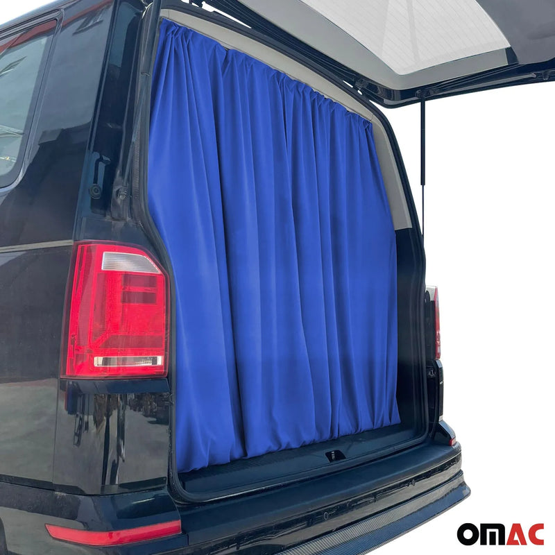 Mercedes Sprinter Trunk Tailgate Curtain Blue 2 Privacy Curtains